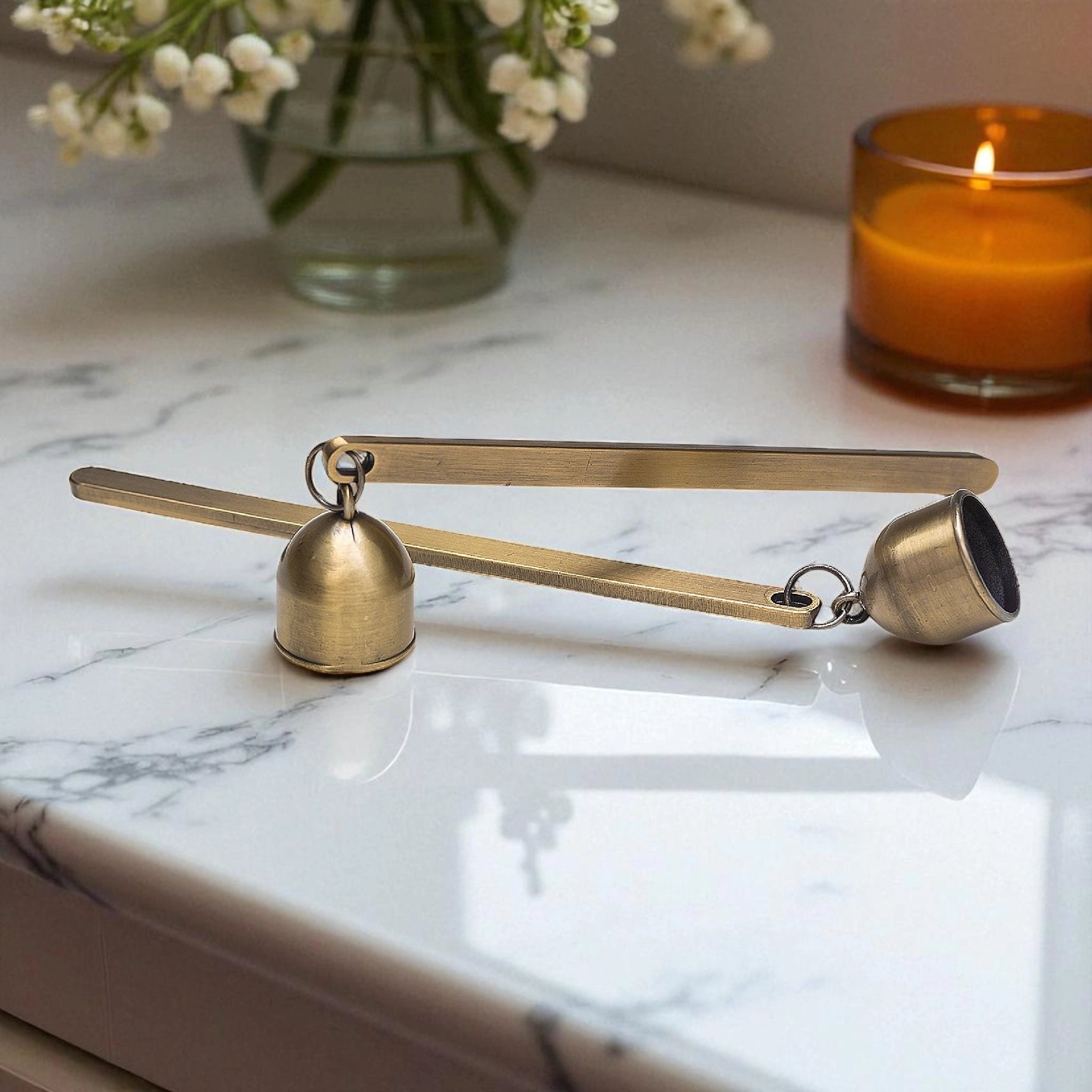 Bell Candle Snuffer in Antique Brass by Wickman