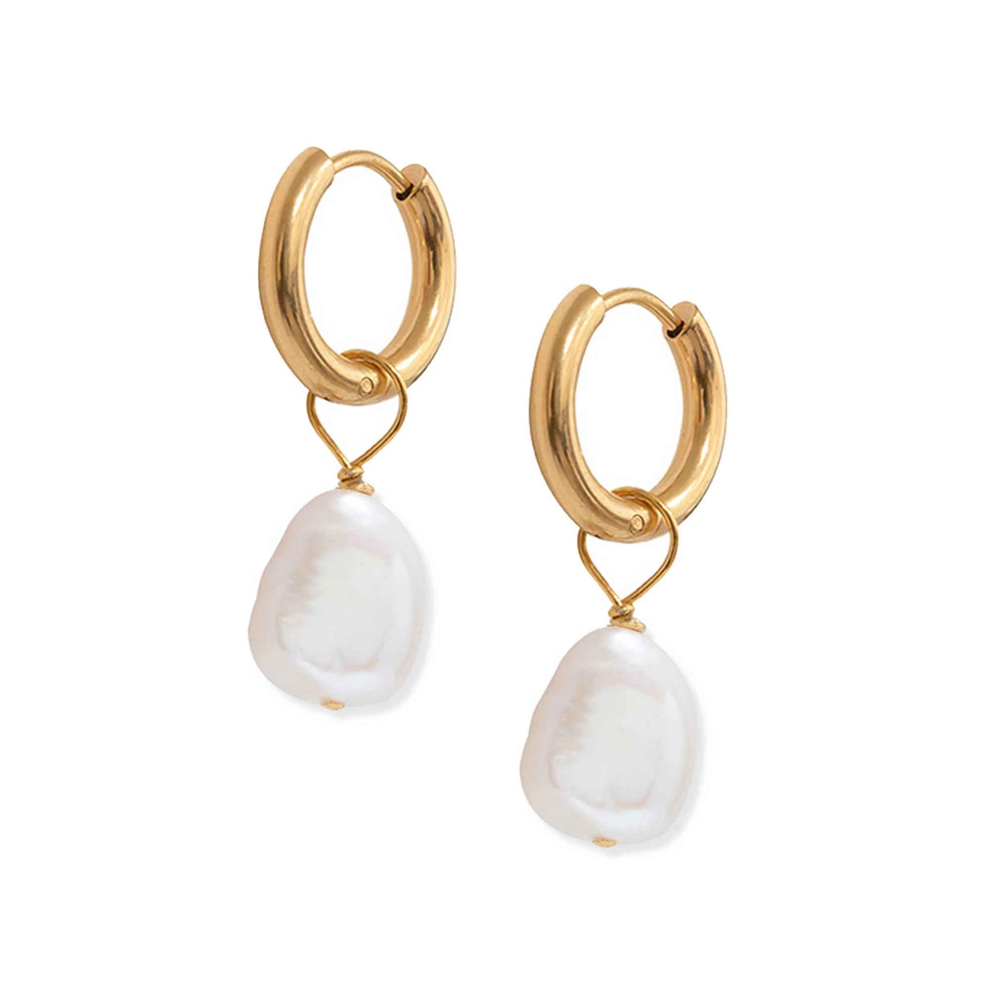 Pearl Hoops in Gold or Silver by A Weathered Penny - Lifestory