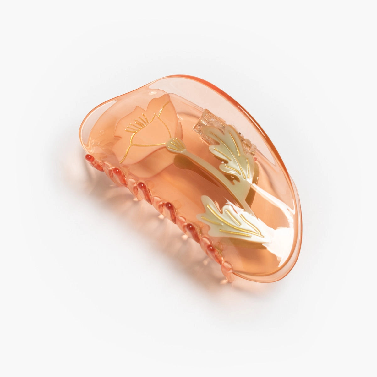 Winona Irene California Poppy Wildflower Acetate Hair Claw on white background