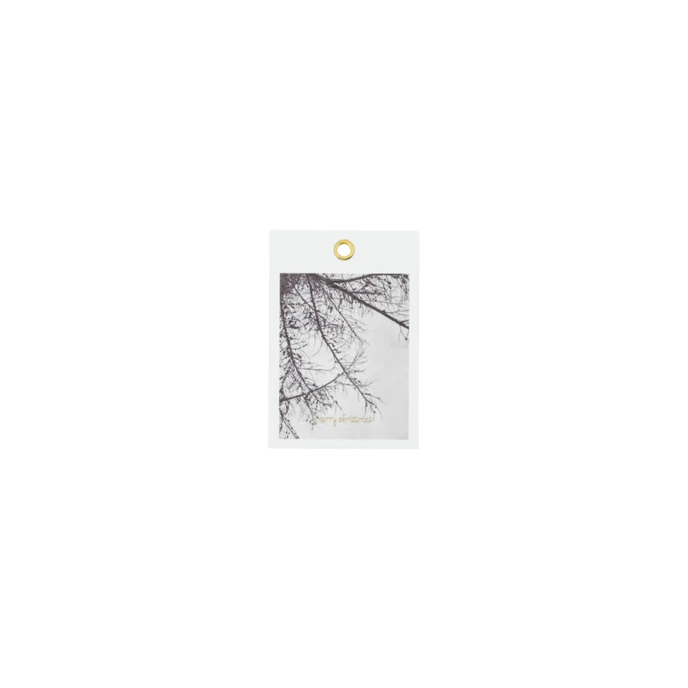 House Doctor 'Winter' Set of 12 Gift tags. Image of one design a featuring a tree branch against a pale sky