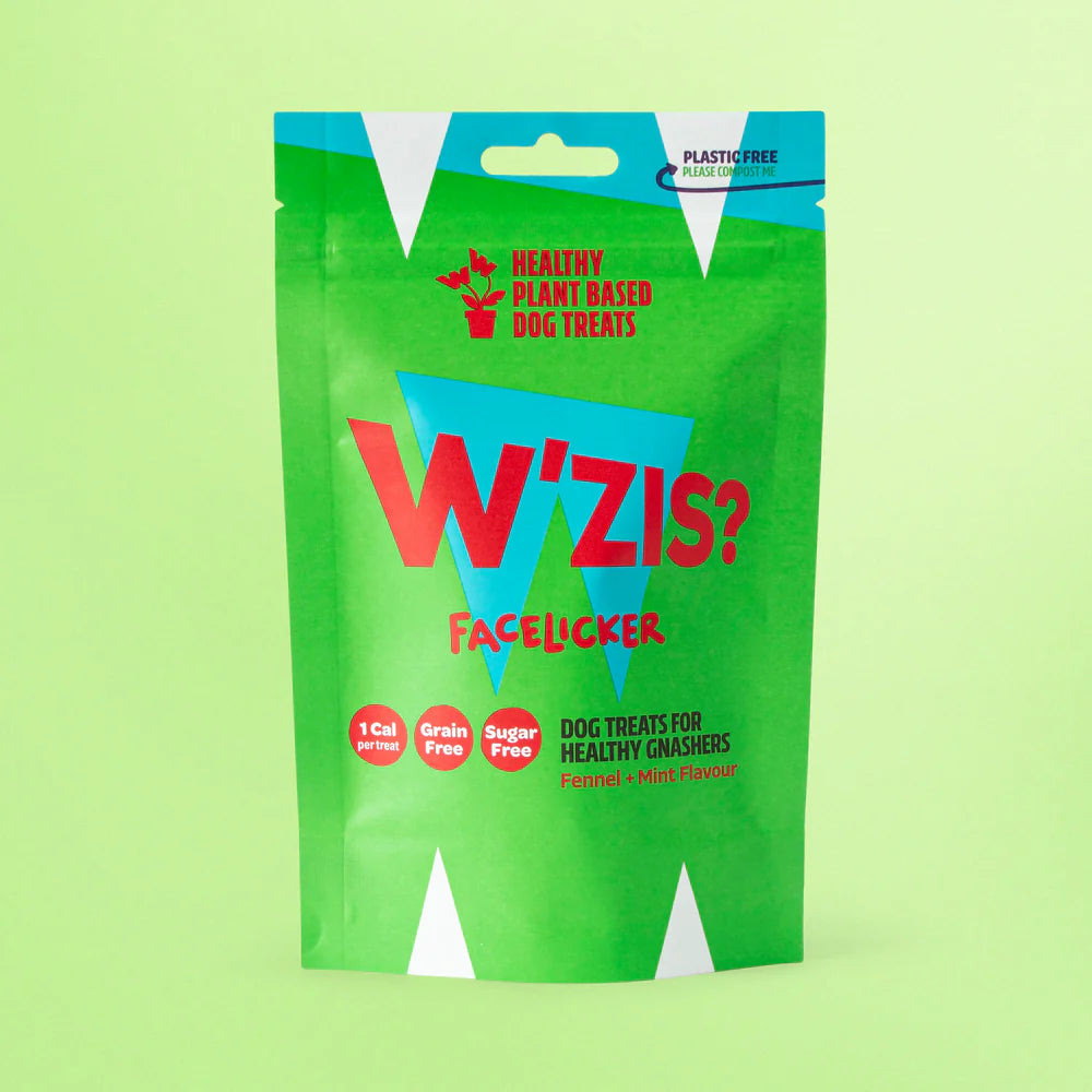 W'zis Plant Based Dog Treat 80g Pouch - Facelicker - Lifestory