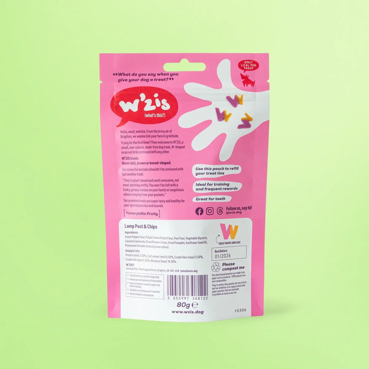W'zis Plant Based Dog Treat Pouch - 2 Flavours