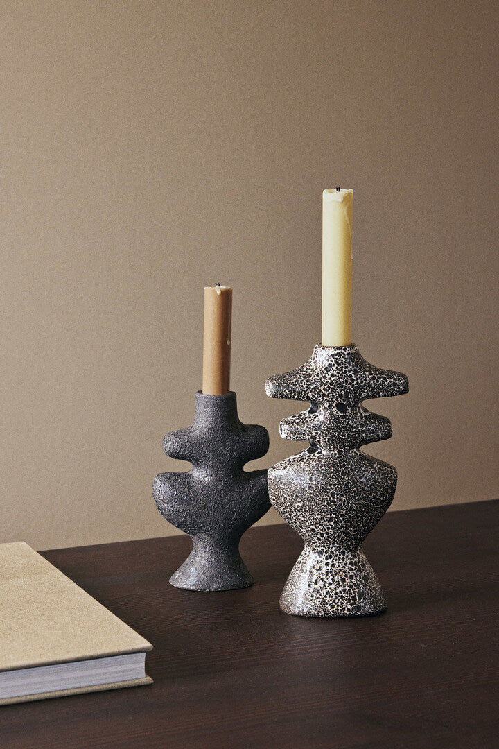 Yara Candle Holder - Medium | Grey Pumice | Stoneware | by ferm Living - Lifestory