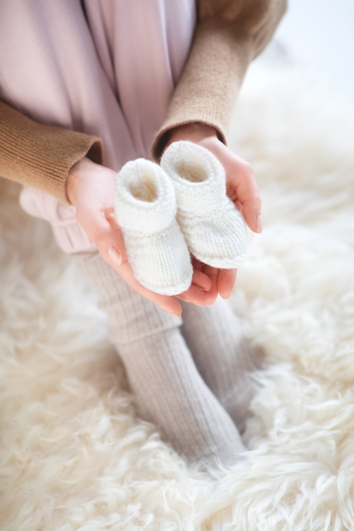 Yoko Wool Baby Booties in Natural Cashmere & Merino