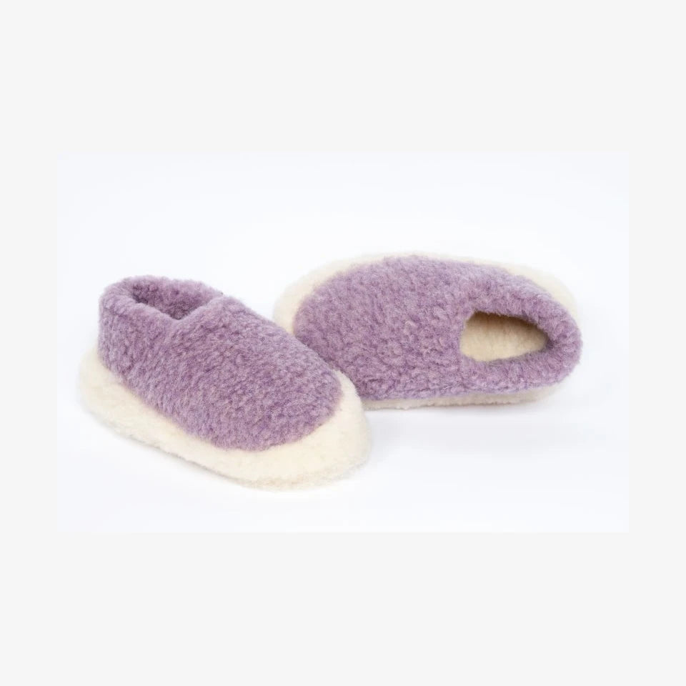 Yoko Wool Full Slippers in Lilac and Natural Merino Wool - Lifestory