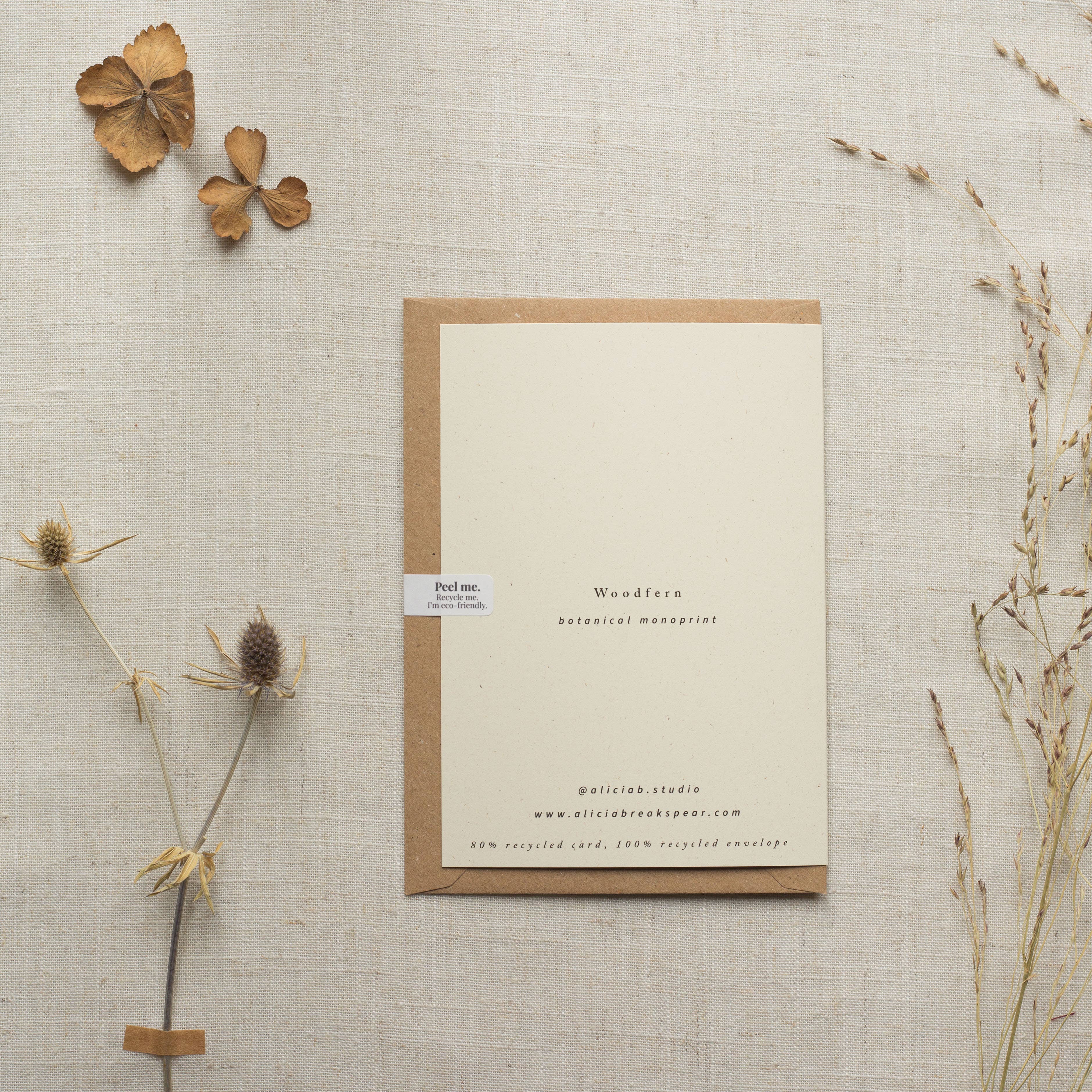 Woodfern Botanical Monoprint Card by Alicia Breakspear
