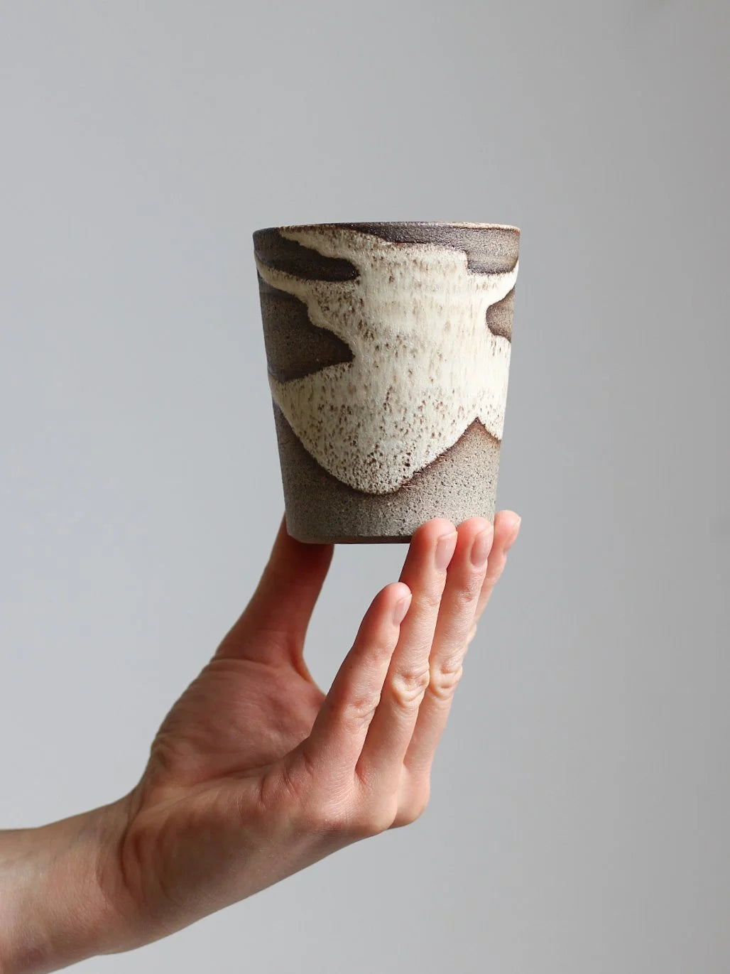 Patterned Beaker Mug in Dune | Hand Thrown | by Aku Ceramics - Lifestory