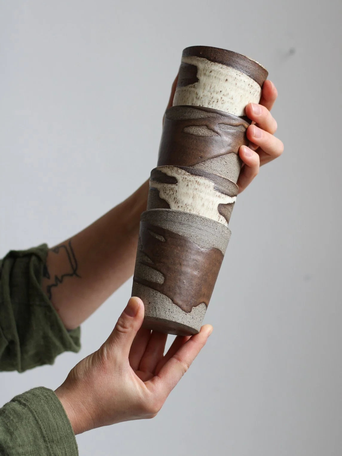 Patterned Beaker Mug in Crosses | Hand Thrown | by Aku Ceramics - Lifestory