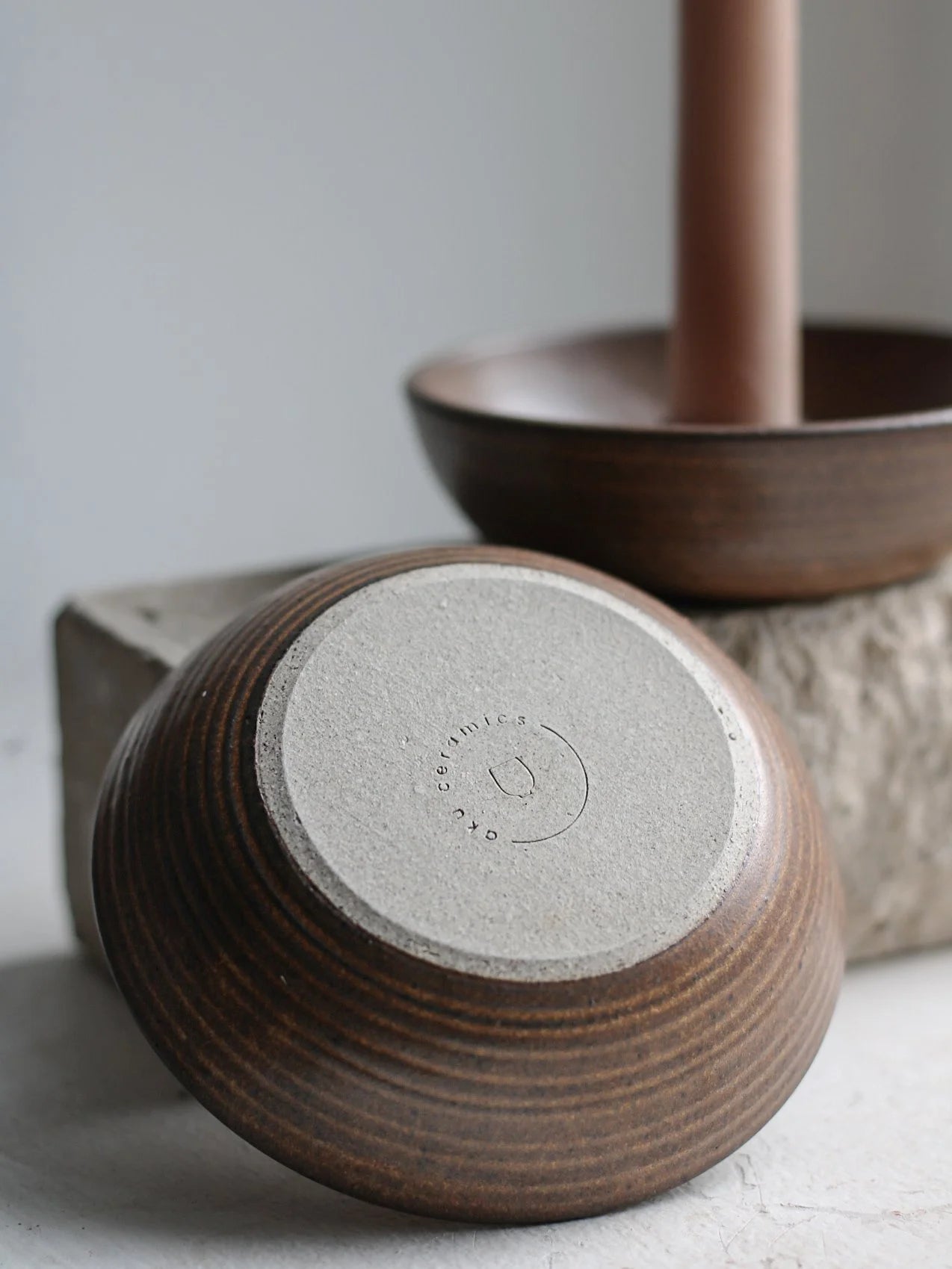 Candle Holder in Textured Tamba Glaze by Aku Ceramics - Lifestory