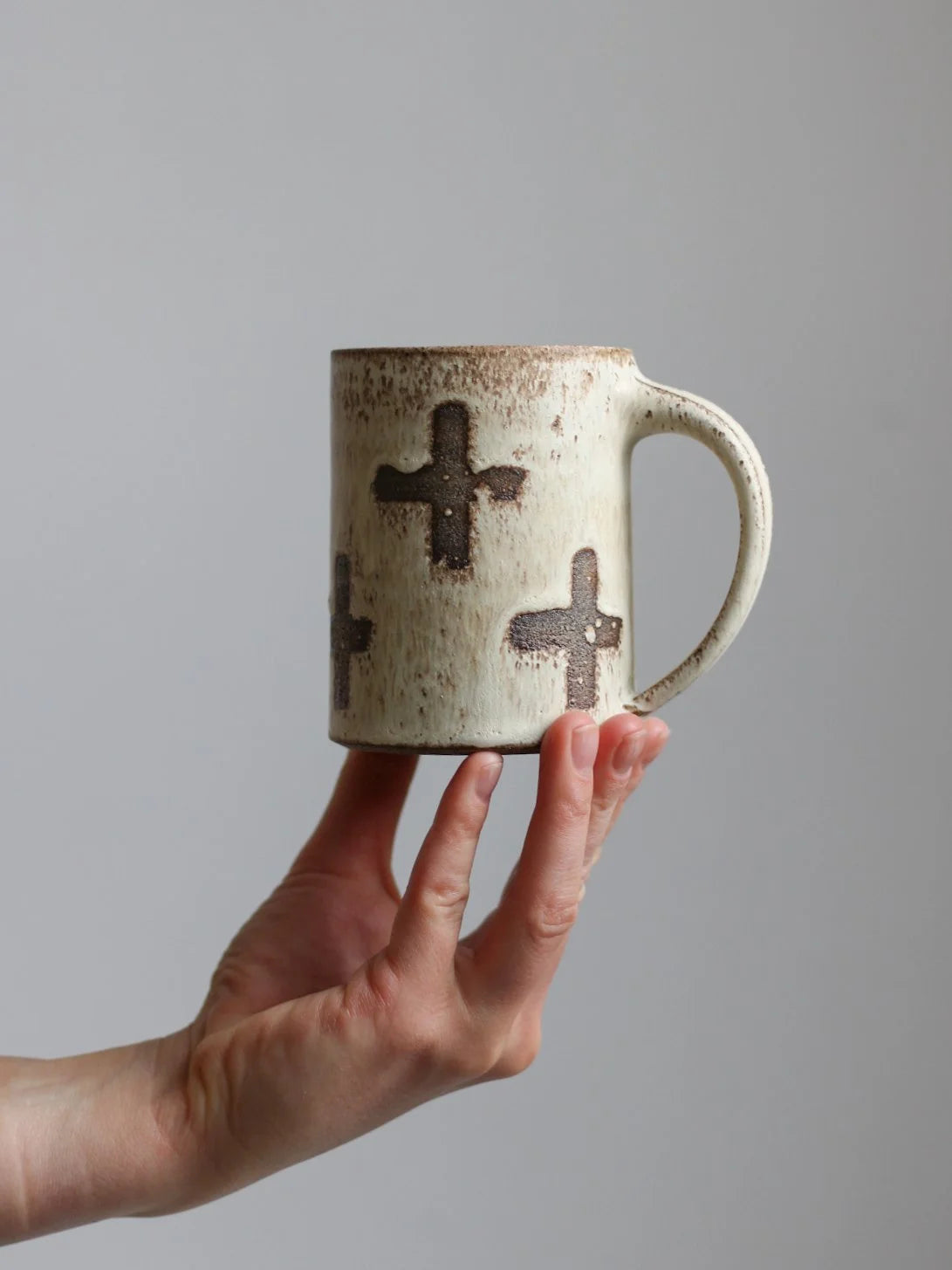 Patterned Tall Mug - No. 1 | Crosses | by Aku Ceramics - Lifestory
