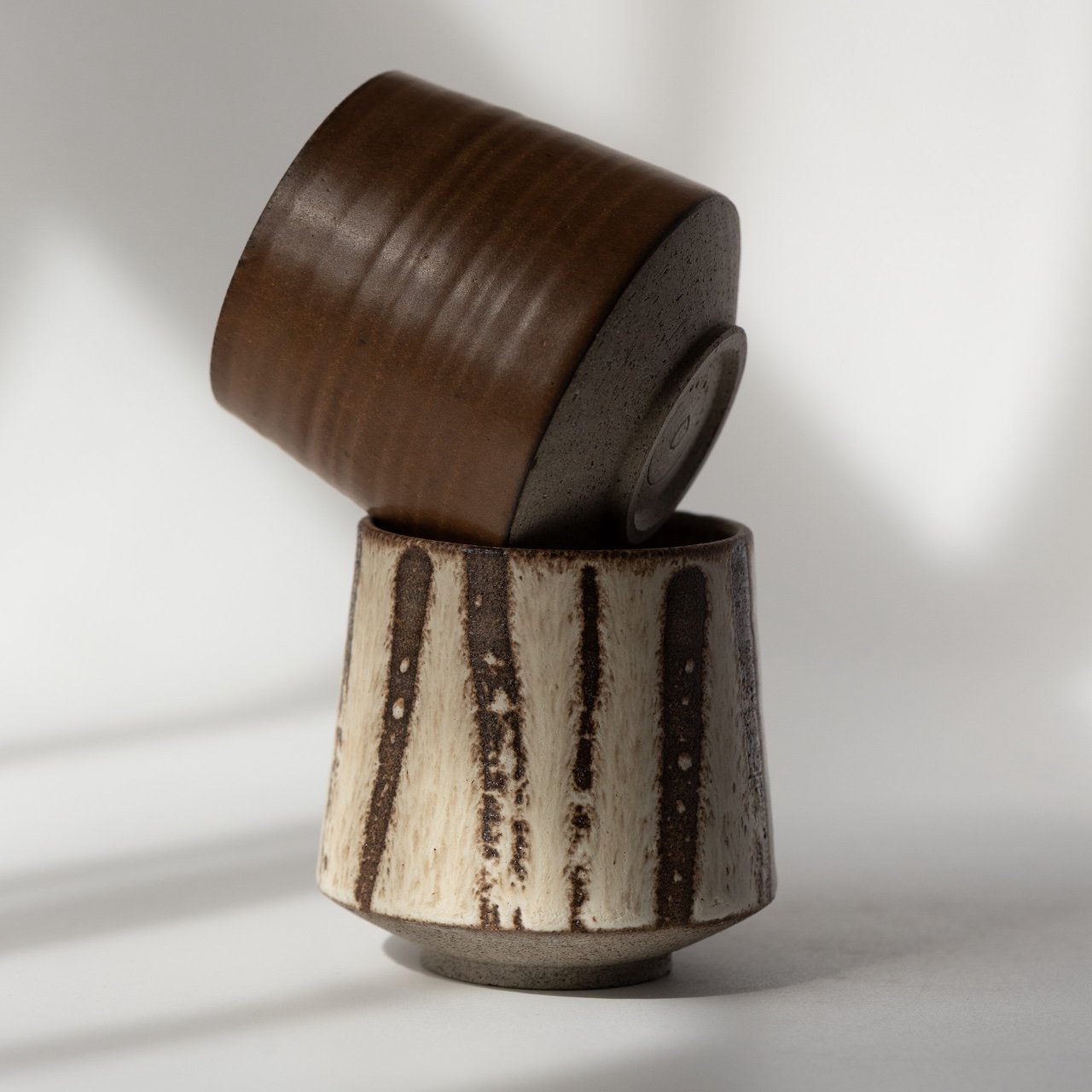 Yunomi Cup in Stripe Patterned Glaze | 250ml | by Aku Ceramics - Lifestory