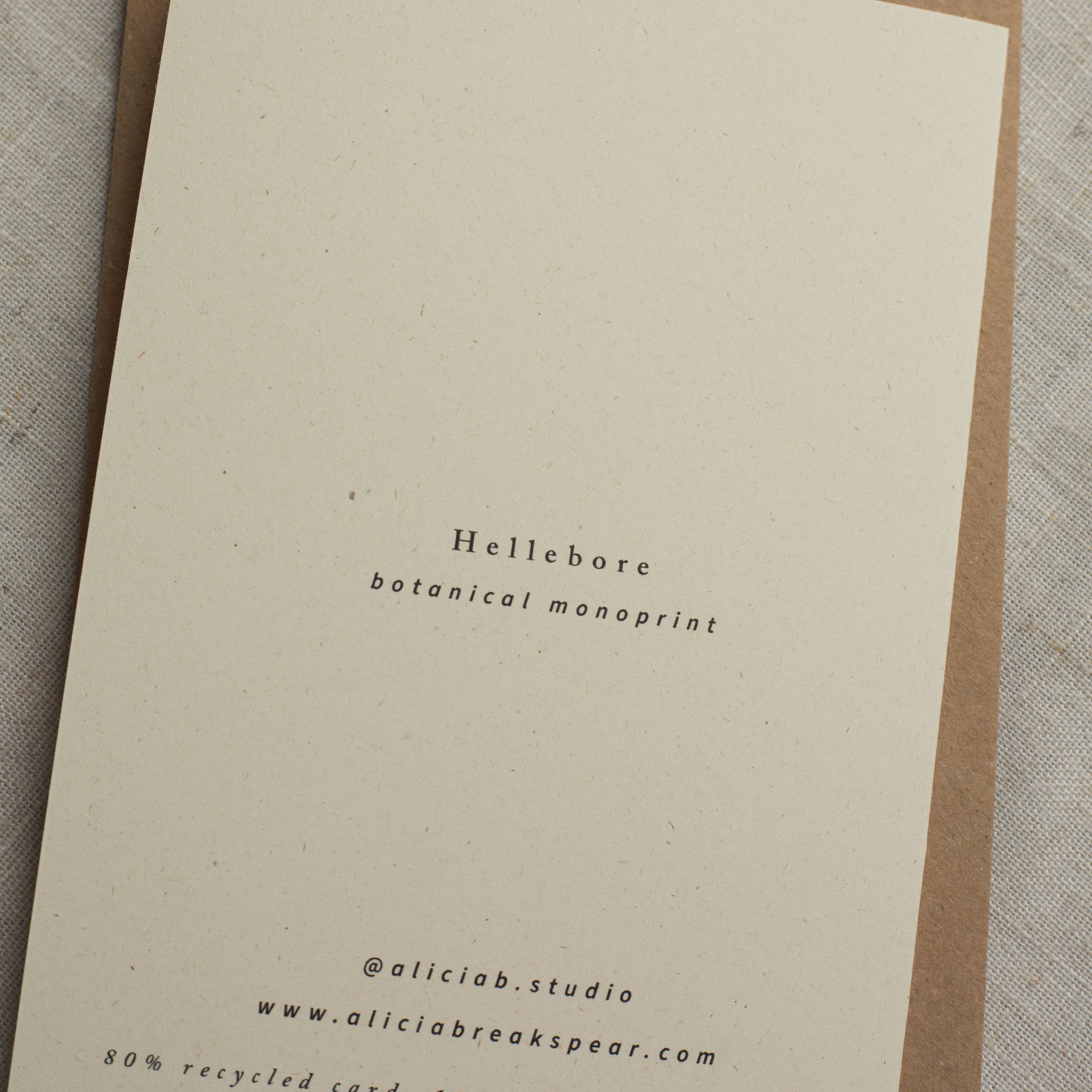 Hellebore Botanical Monoprint Card by Alicia Breakspear