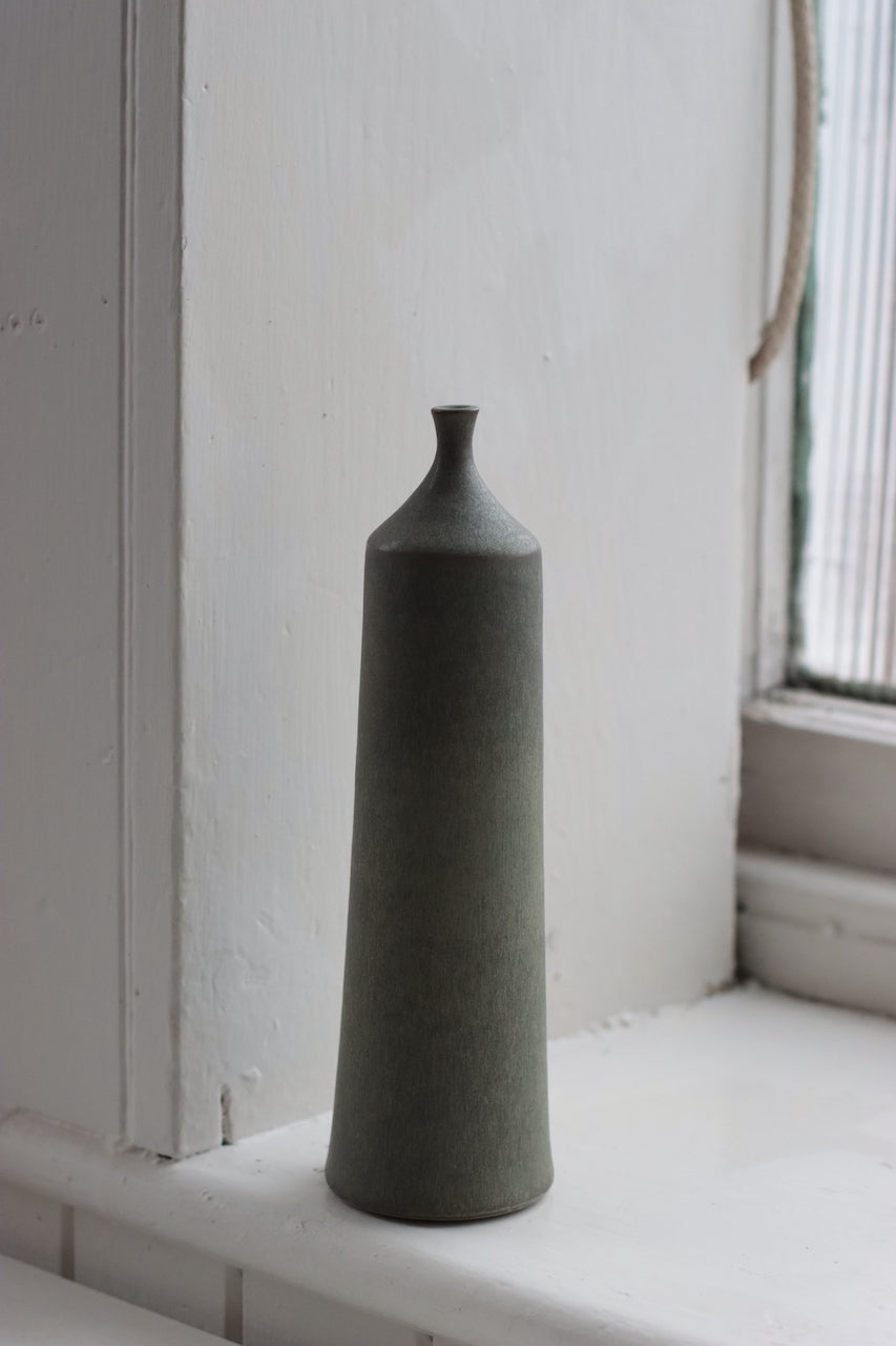 Large Ceramic Bottle No. 4 | Tapered Neck | Moss Green | by Borja Moronta - Lifestory