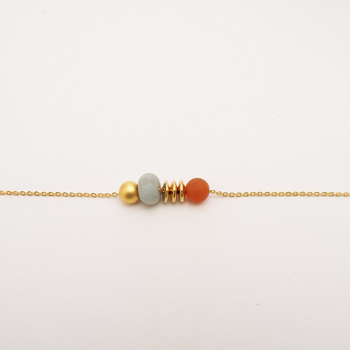 Abacus Necklace | Amazonite & Orange with Gold Plated Beads | by brass+bold - Lifestory