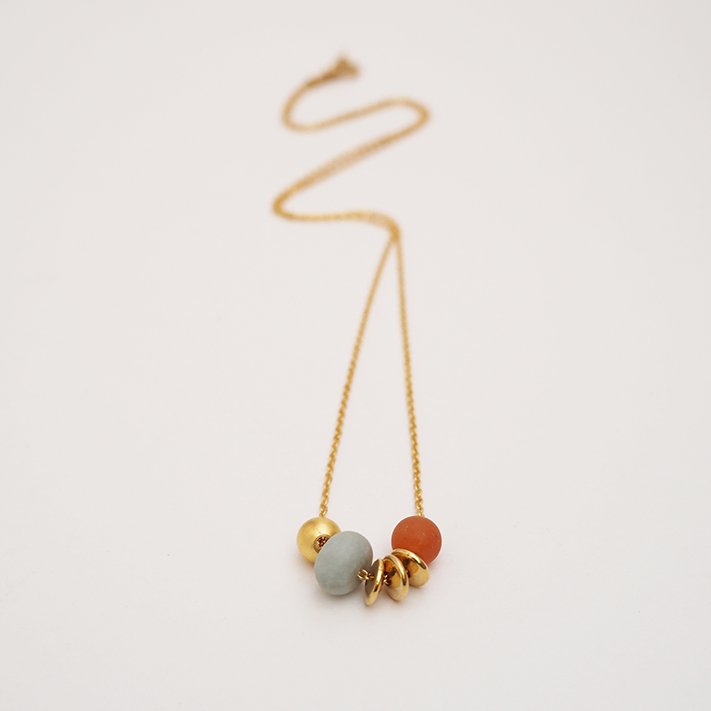 Abacus Necklace | Amazonite & Orange with Gold Plated Beads | by brass+bold - Lifestory