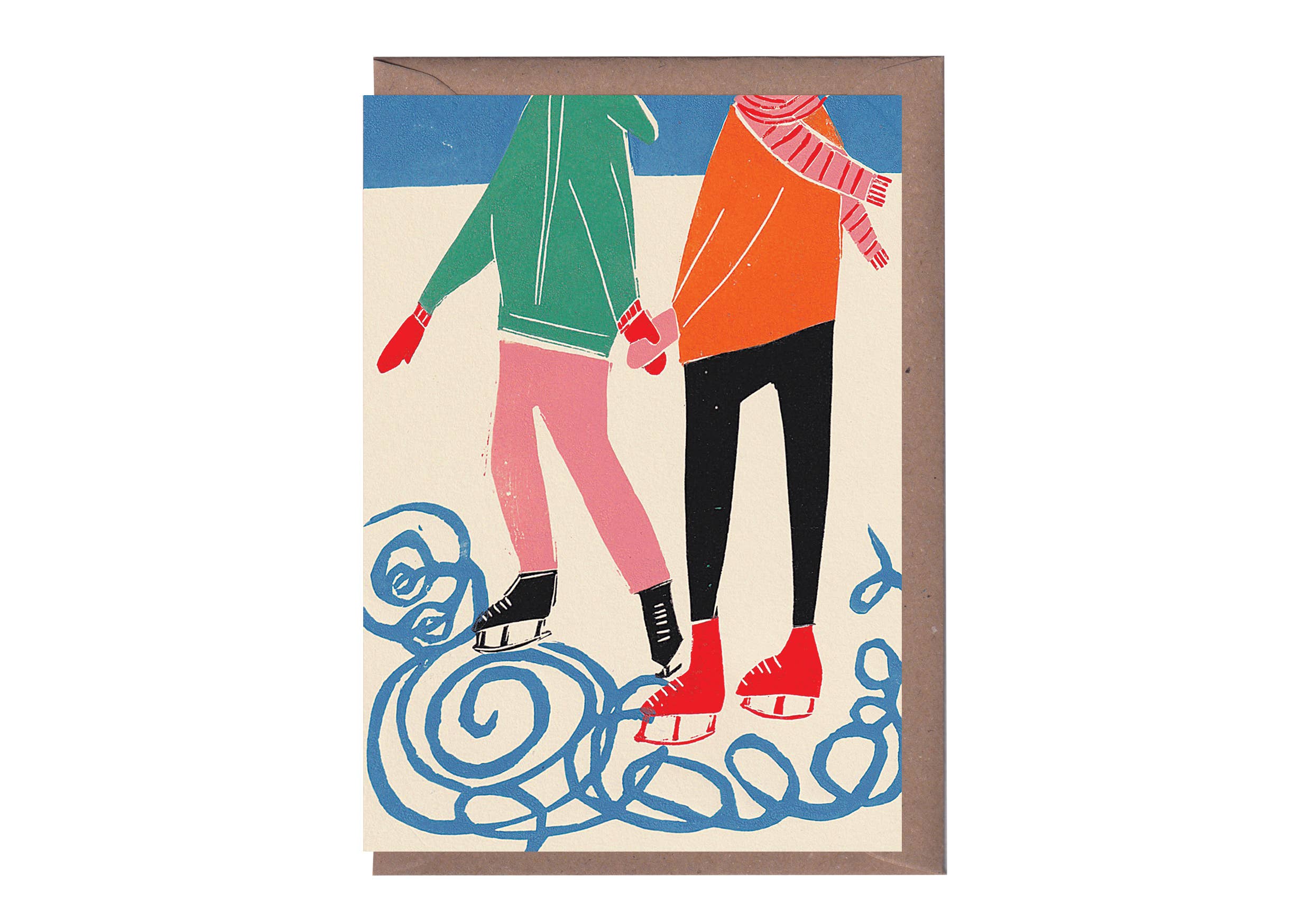 Ice Skaters Christmas Holiday Greeting Card - Lifestory