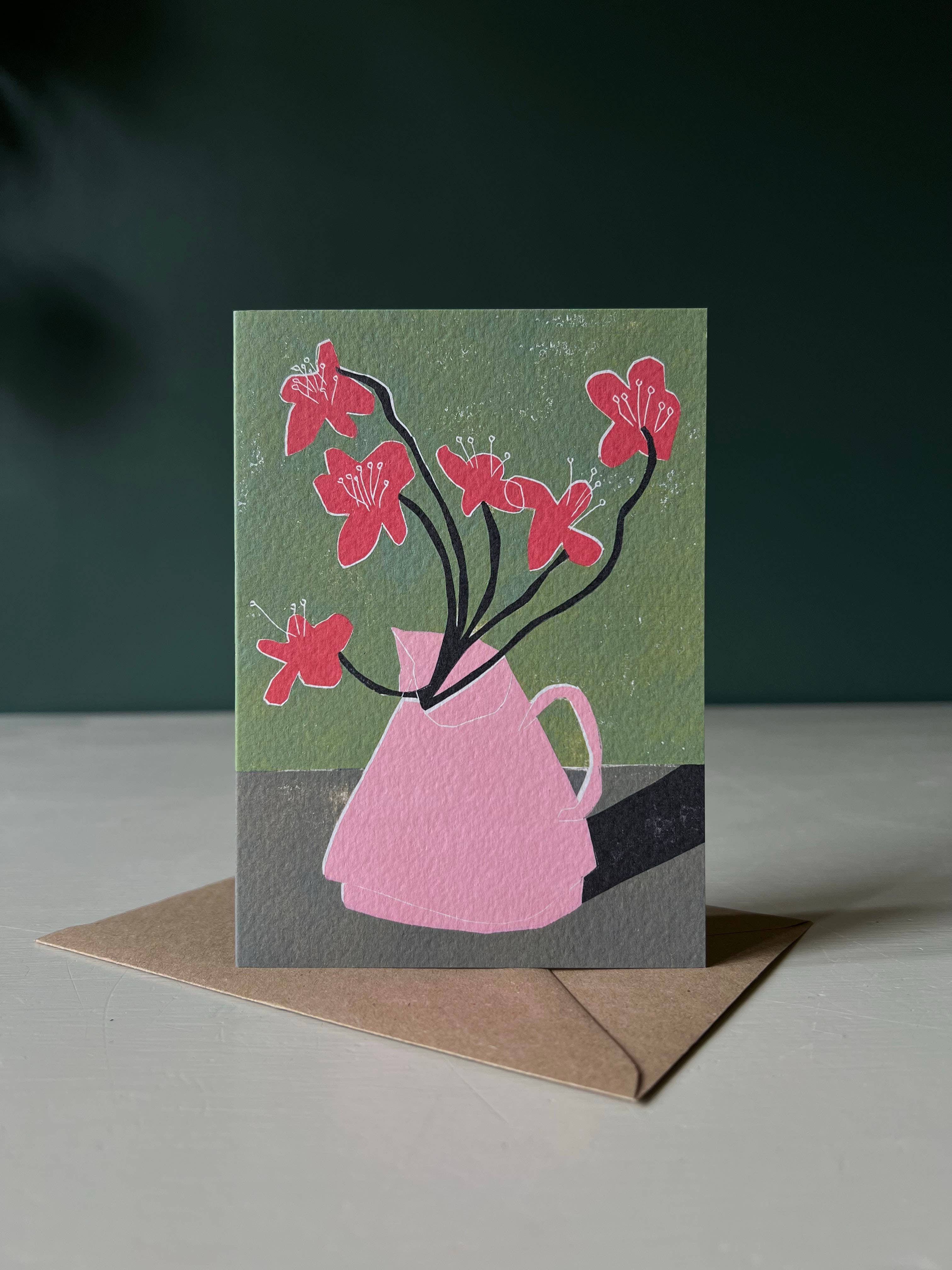 Red Geums Card by Luiza Holub - Lifestory