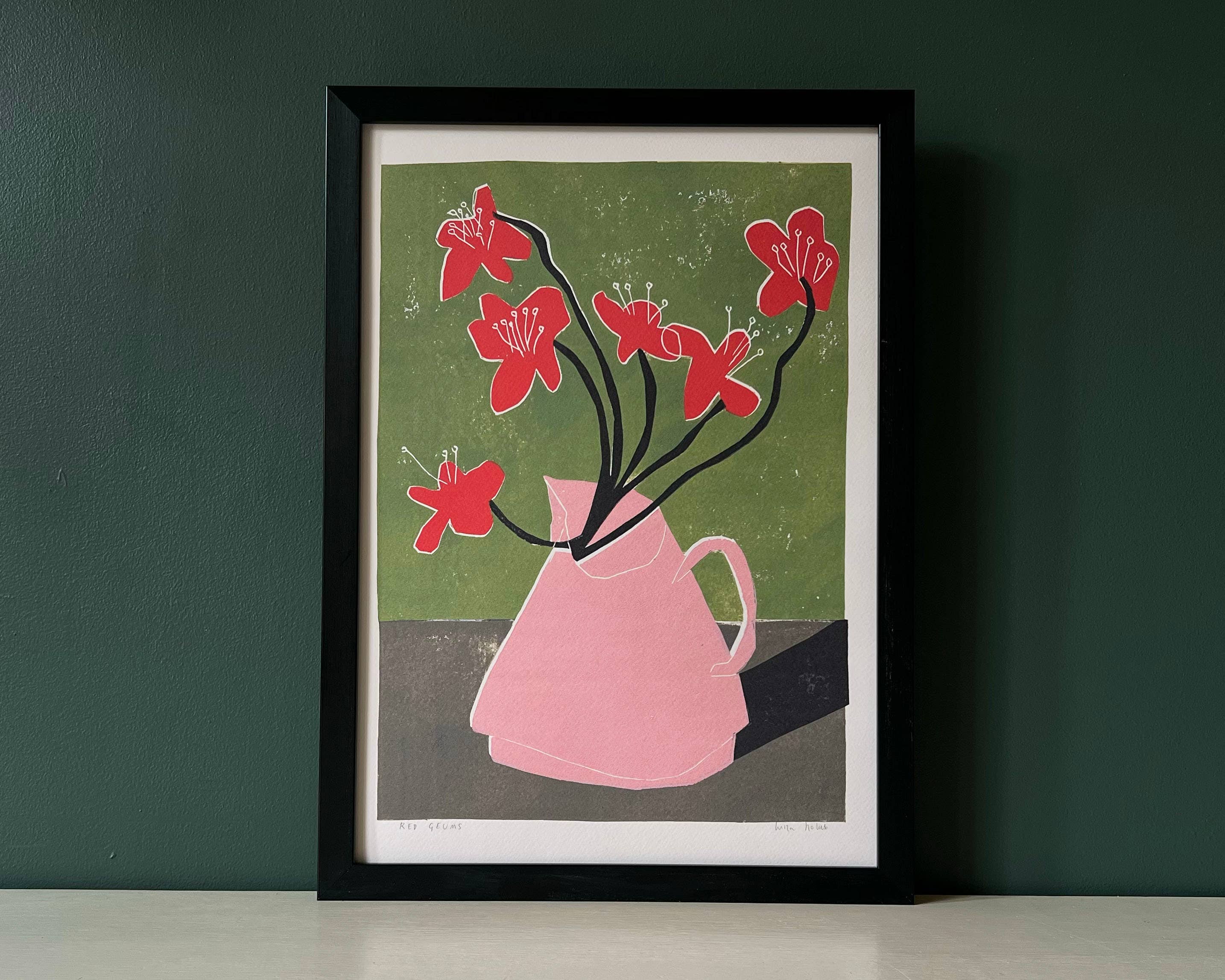 'Red Geums' Unframed A3 Print by Luiza Holub - Lifestory
