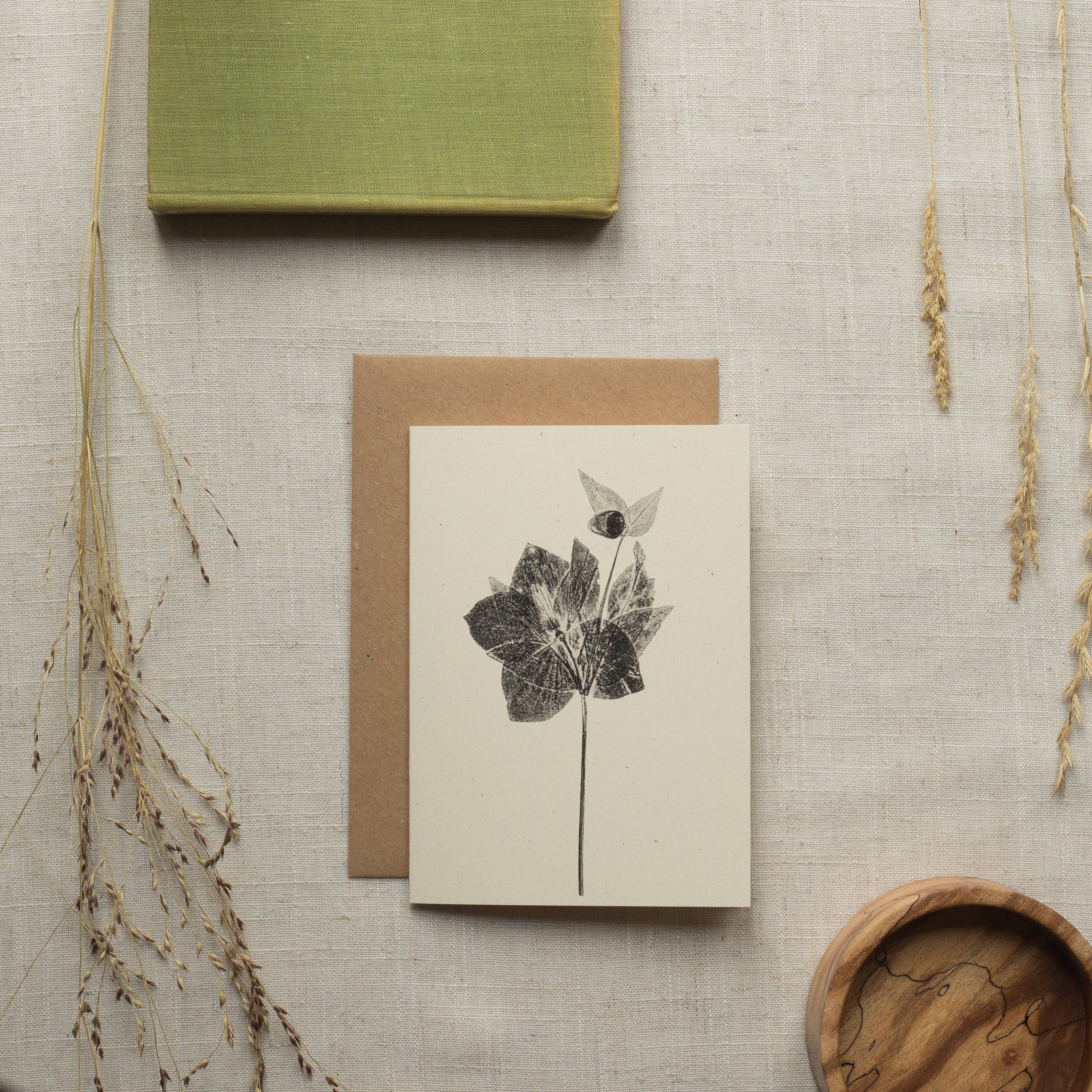 Hellebore Botanical Monoprint Card by Alicia Breakspear