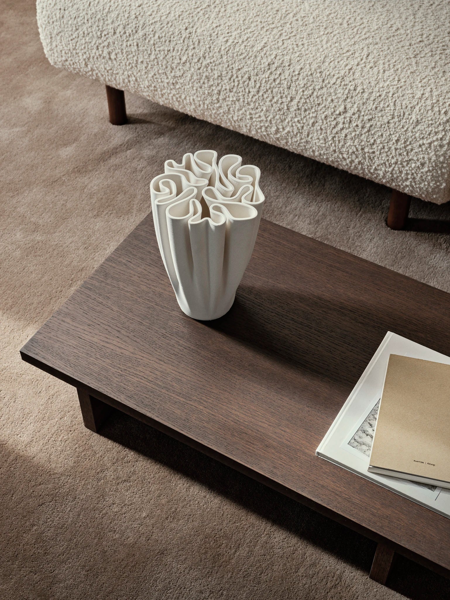 Ferm Living Large Dedali Vase in Off-White 3D Printed Stoneware - Lifestory