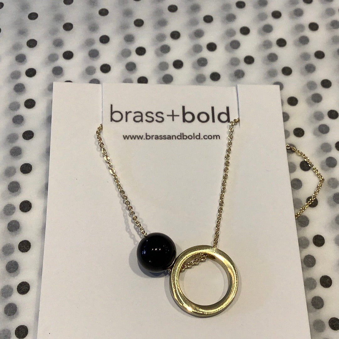 Brass Circle & Onyx Necklace | by brass+bold - Lifestory - brass+bold