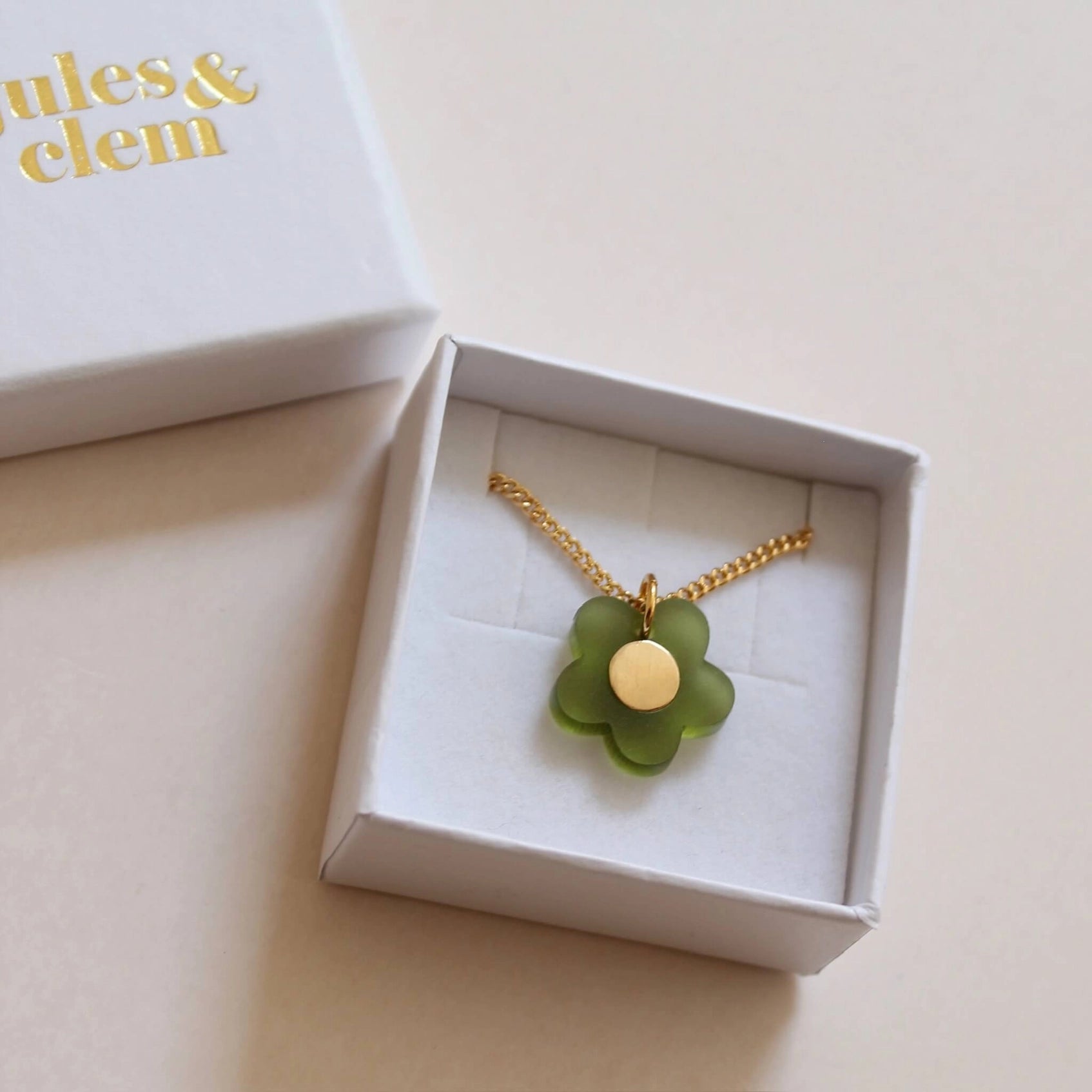 Jules & Clem Colourful Flower Pendant with Brass Inlay, Perspex & Gold Plate - Lifestory
