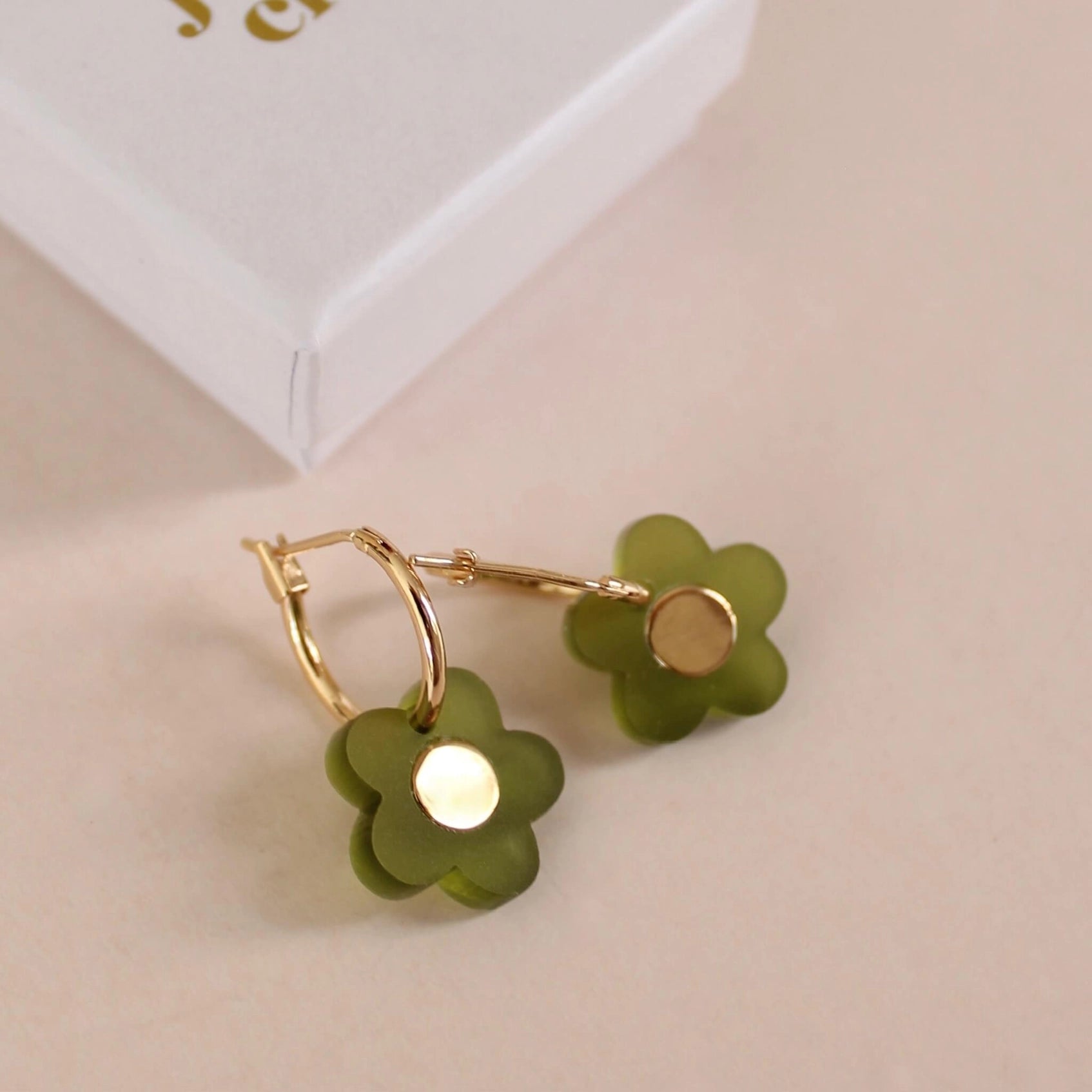 Jules & Clem Colourful Small Flower Hoops with Brass Inlay, Perspex & Gold Plate - Lifestory