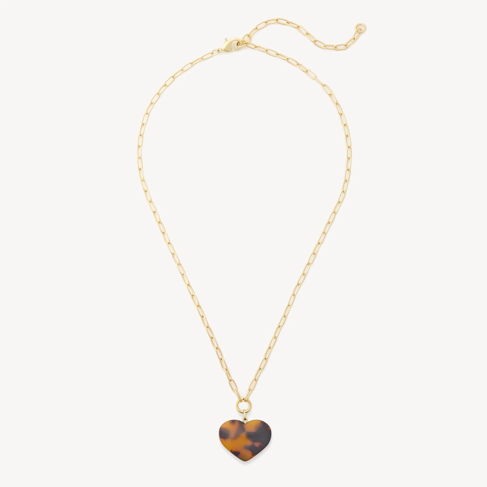 MACHETE Midi Heart Pendant Necklace in Classic Tortoise Acetate & Gold-Plate - Lifestory