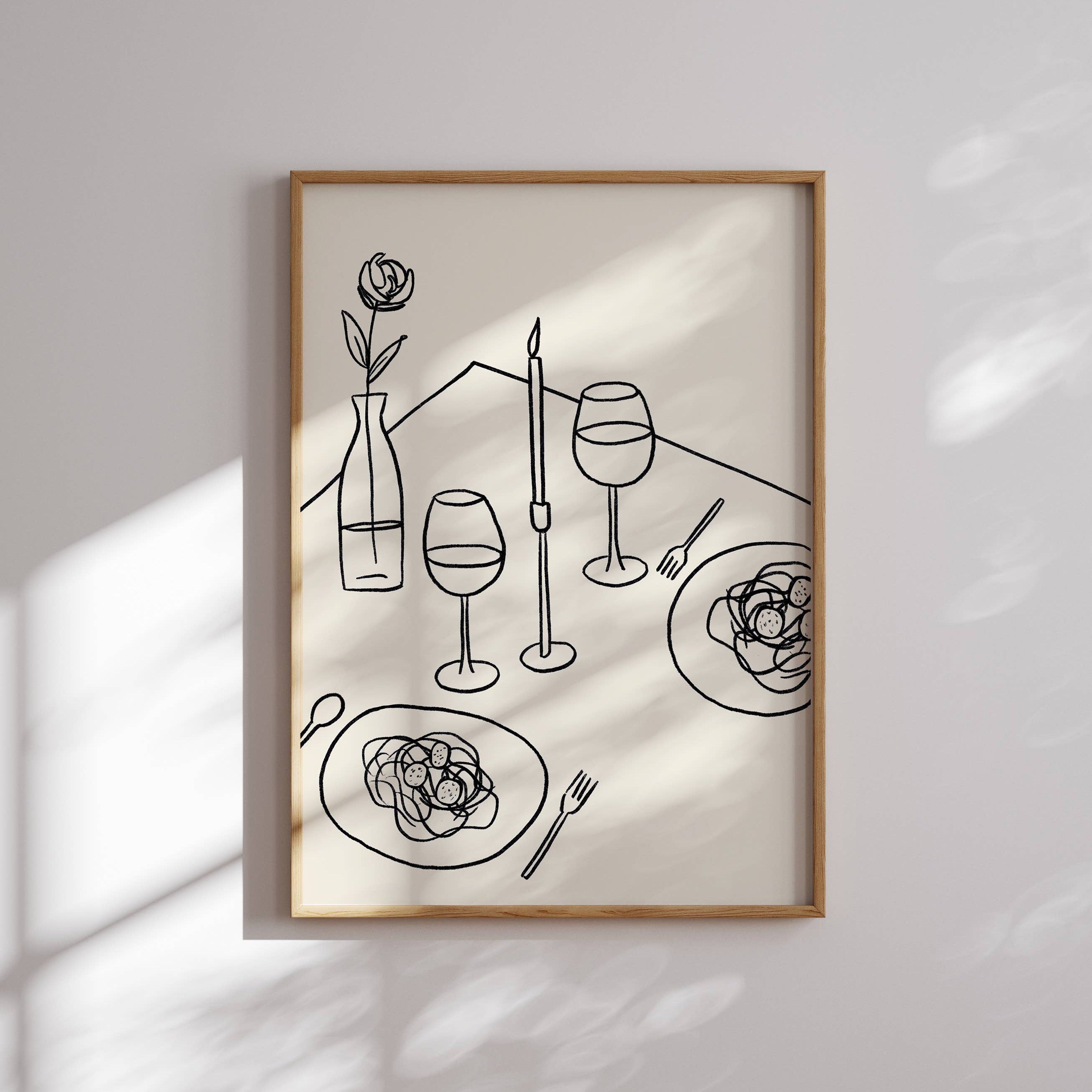Candle Lit Dinner Unframed A4 Print by Nat Creative - Lifestory