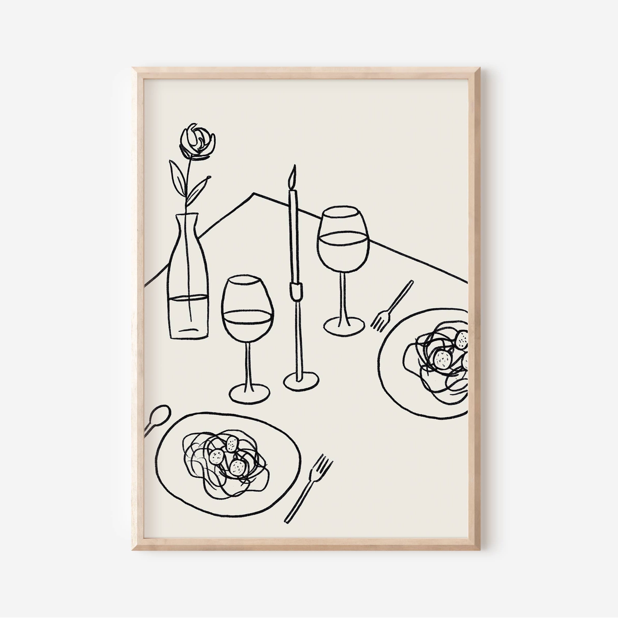 Candle Lit Dinner Unframed A4 Print by Nat Creative - Lifestory