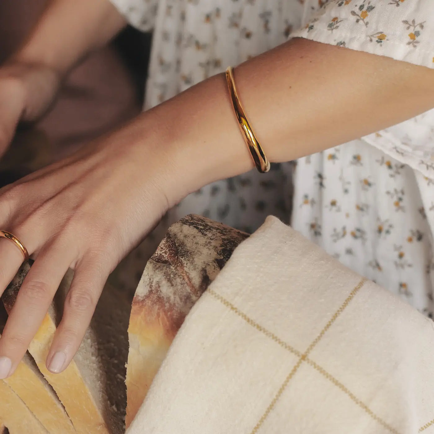 Bold Fluid Cuff Bangle  - Water Resistant Gold or Silver Plating by Nordic Muse - Lifestory