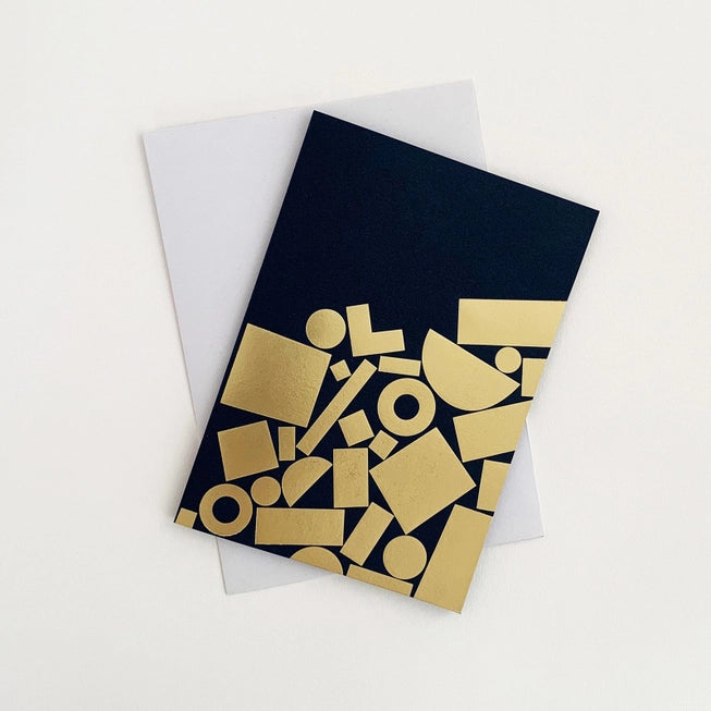 Tom Pigeon : Stack Brass Foiled Card in Navy - Lifestory