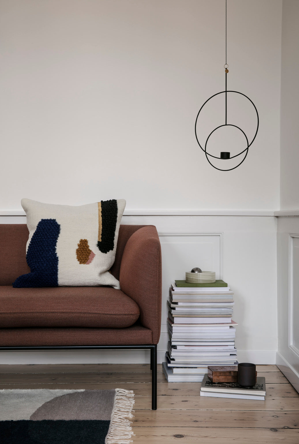 Loop cushion | Landscape | Pink & Cream - Lifestory - ferm LIVING