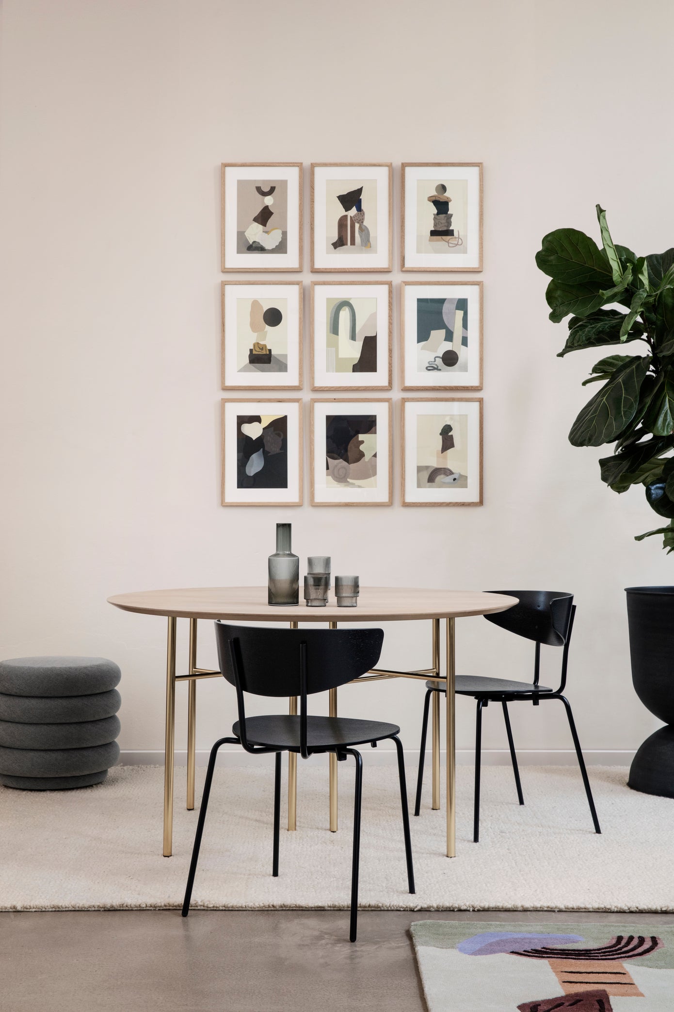 Herman Chair In Black With Leather Seat - Lifestory - ferm LIVING