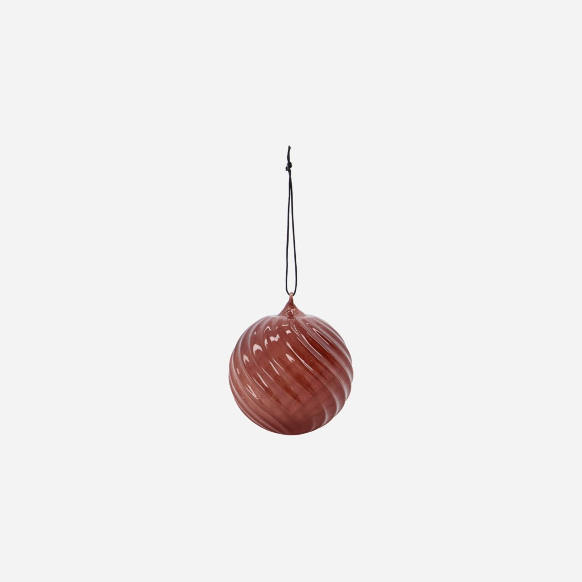 Bauble - Swirl - Red Brown Glass - Christmas Decoration - Lifestory - House Doctor