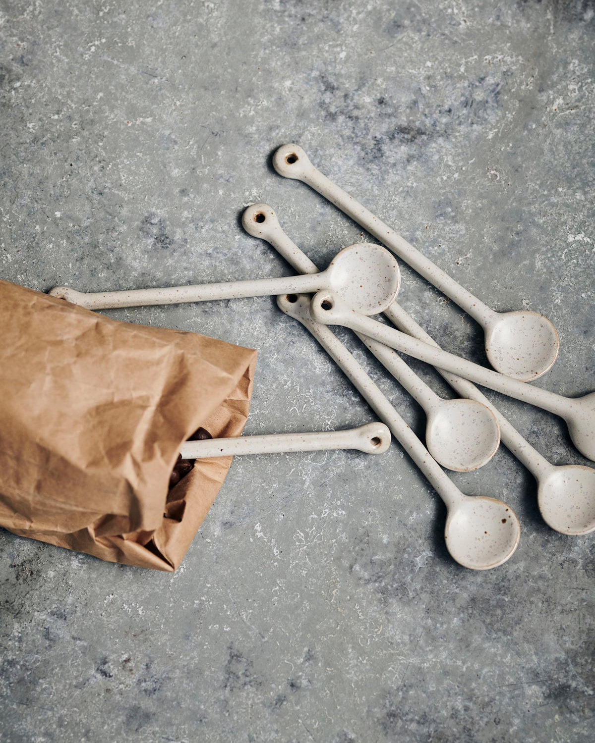 Ceramic Spoon | Pion | Grey Speckled Glaze - Lifestory - House Doctor