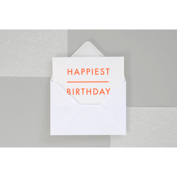 Happiest Birthday Card | Neon Orange on White | Foil Blocked | by Ola - Lifestory - ola