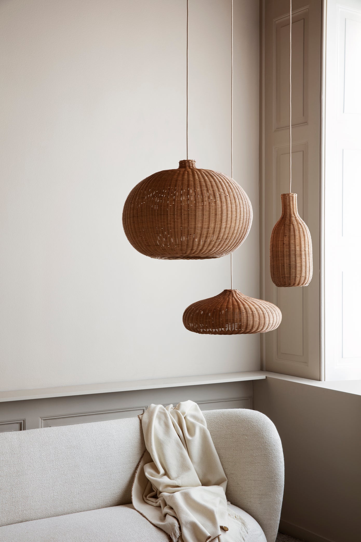 Braided Belly Lampshade | Natural Rattan | by ferm Living - Lifestory