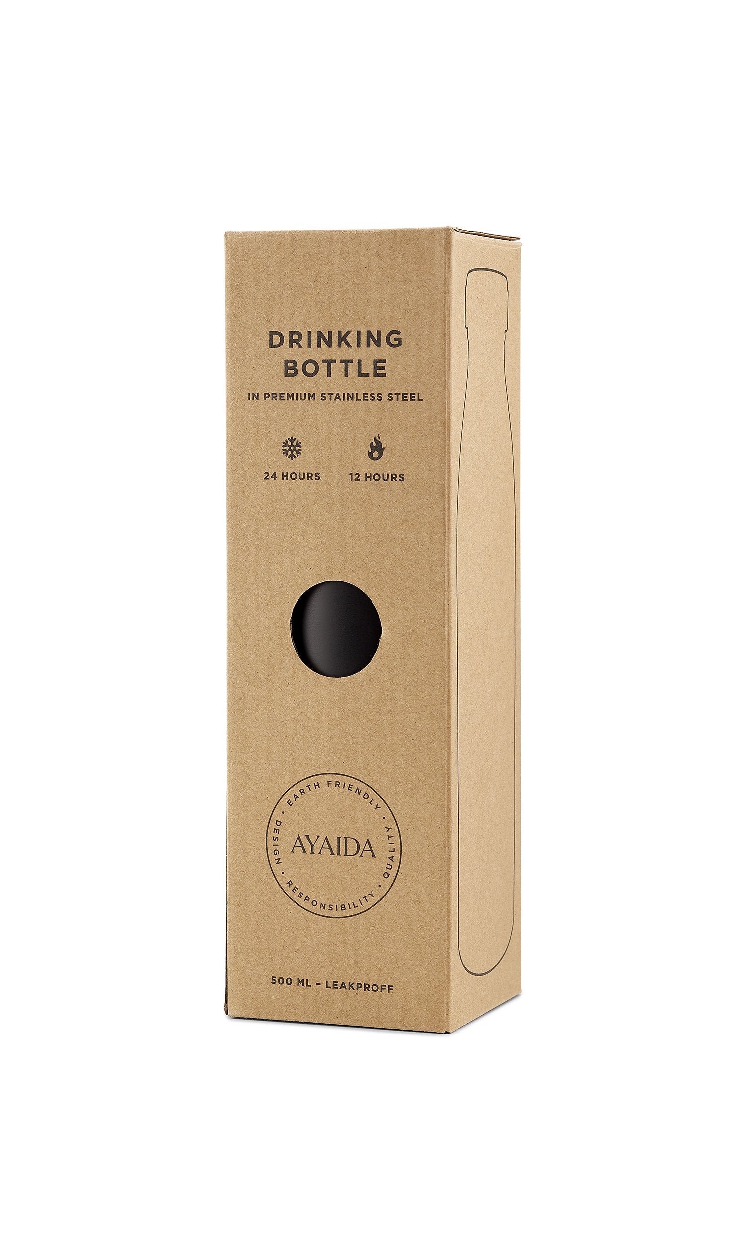 Reusable bottle | 500ml | Hot or Cold | Dark Grey | by Aya&Ida - Lifestory - Ayaida