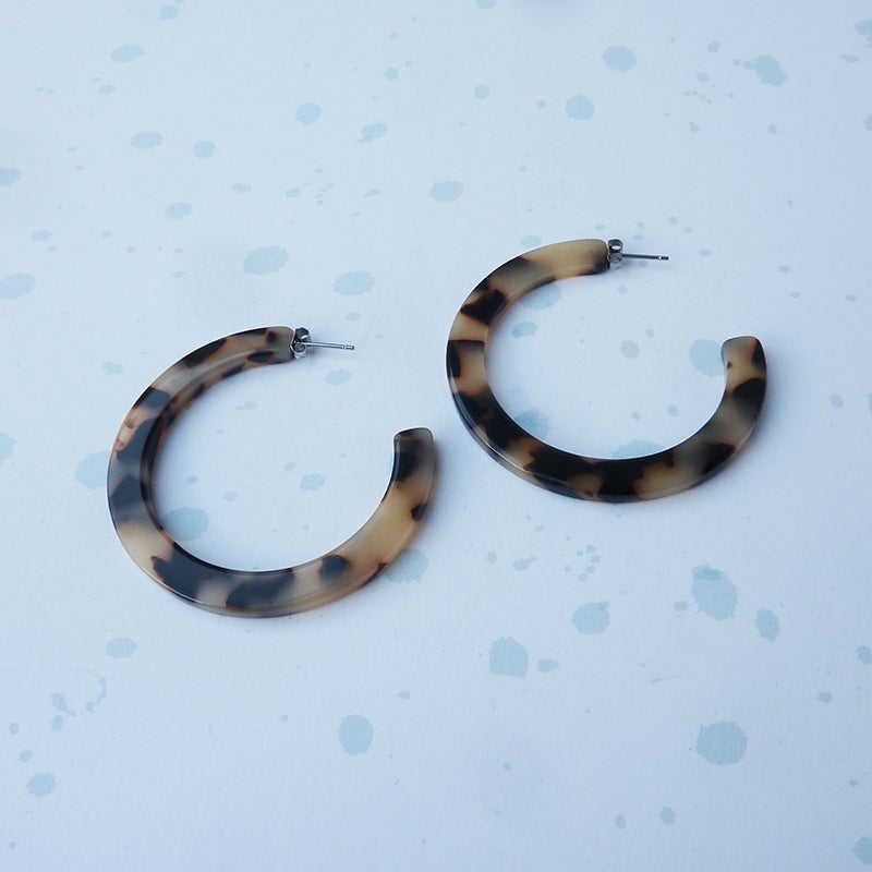 Bia Earrings in Tortoiseshell | Acetate Hoop Earrings - Lifestory - Custom Made