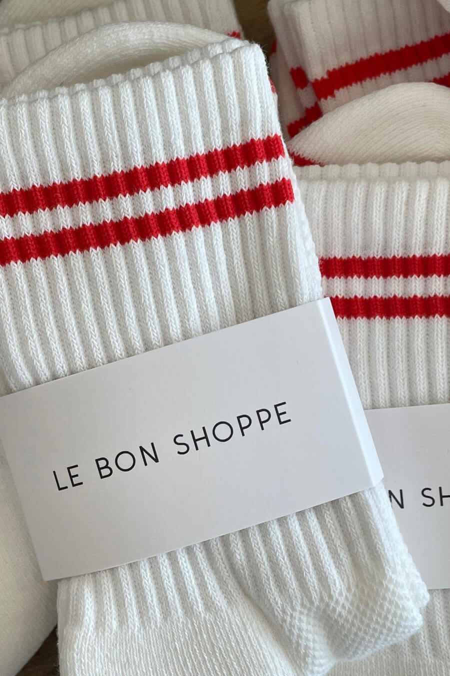 Boyfriend Socks | White & Red Stripe | by Le Bon Shoppe - Lifestory - Le Bon Shoppe