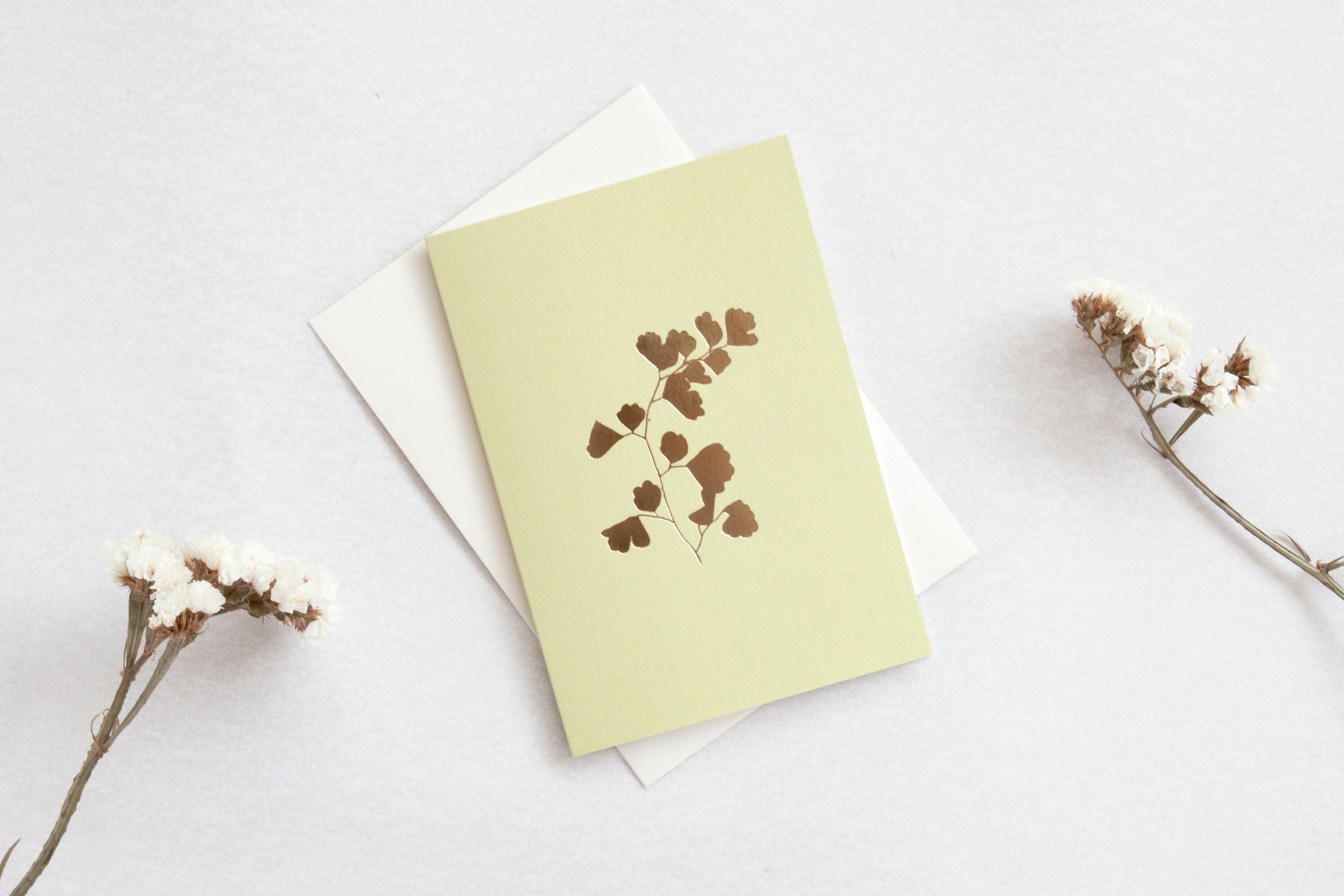 Fern Card | Brass on Sage Green | Foil Blocked | by Ola - Lifestory - ola