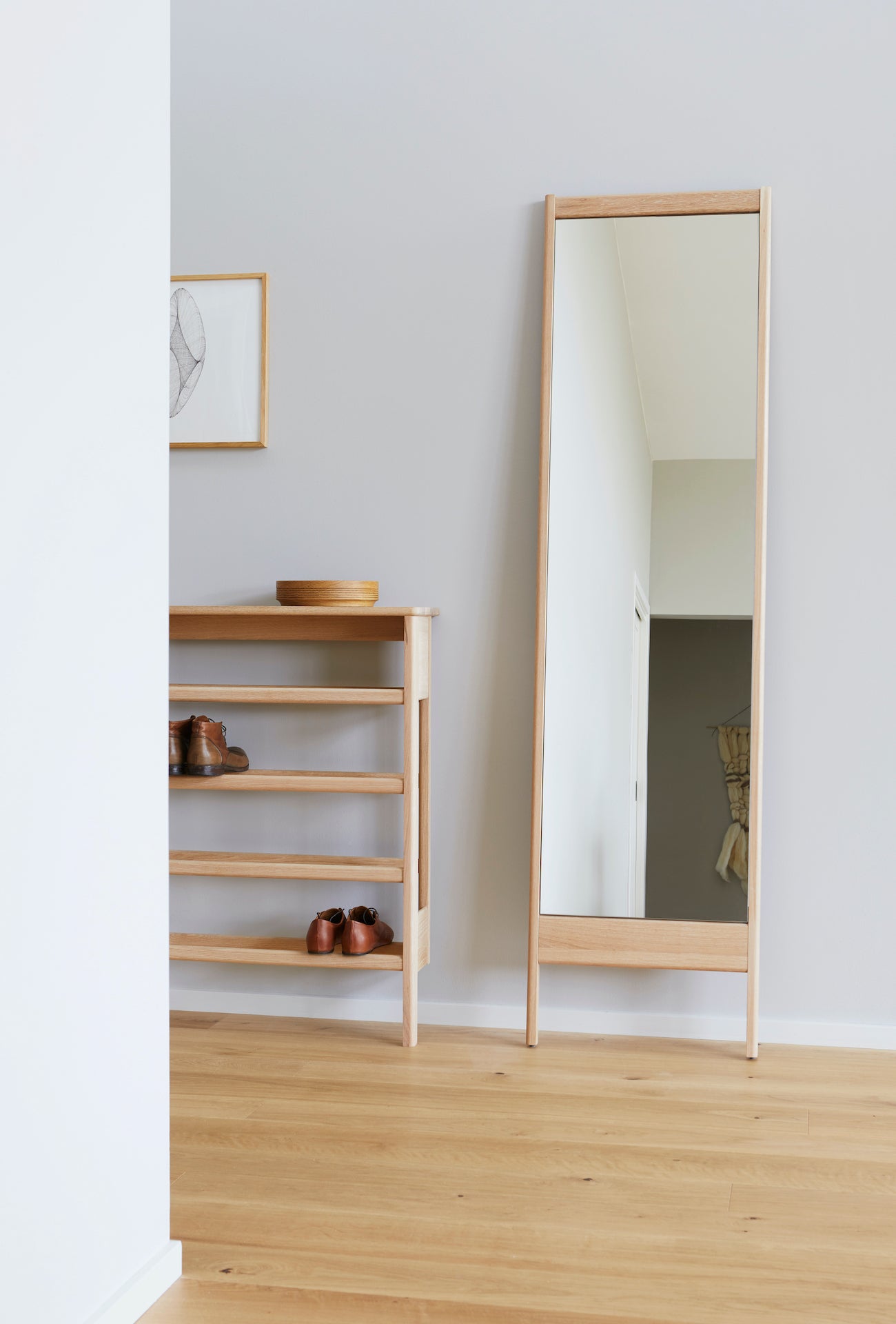 A Line Mirror | Full Length | White Oak | by Form & Refine - Lifestory - Form & Refine