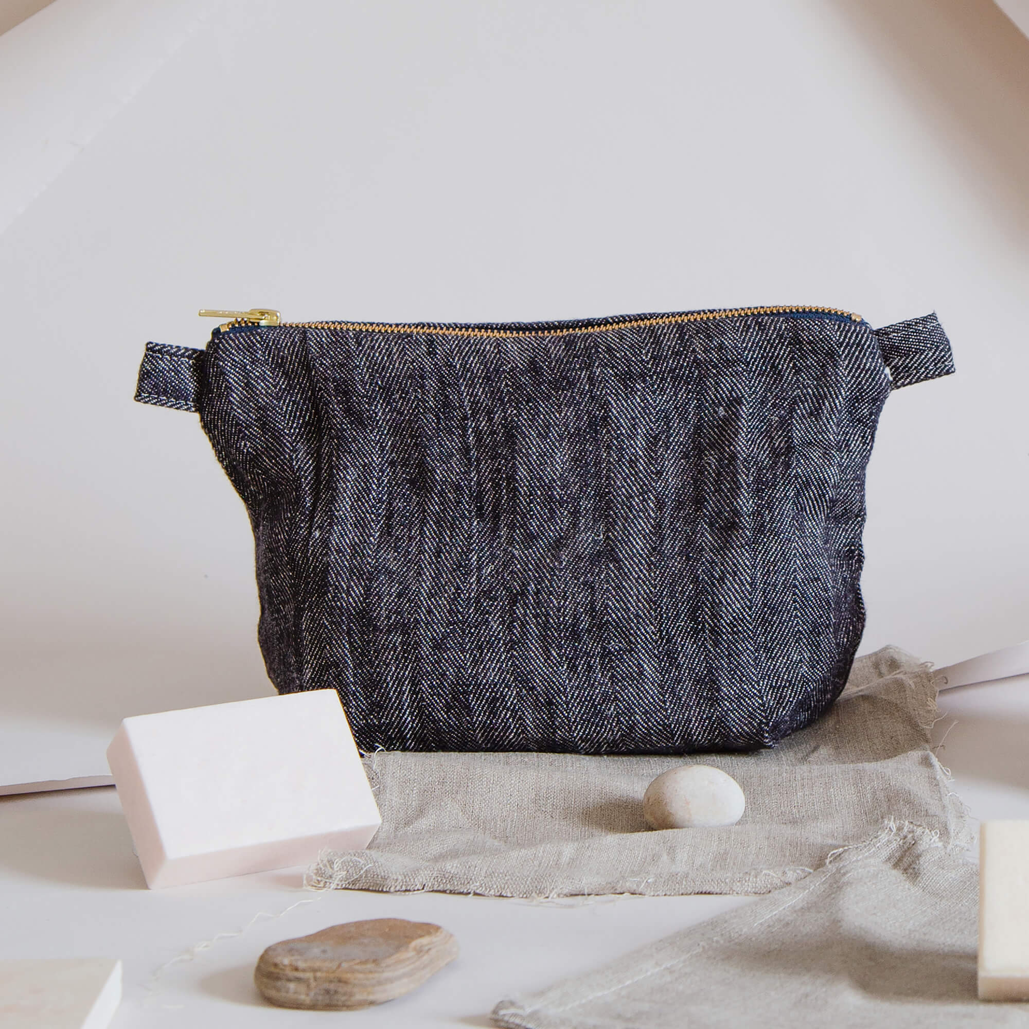 Large Wash Bag | Herringbone | Linen | by Blästa Henriët - Lifestory - Blästa Henriët