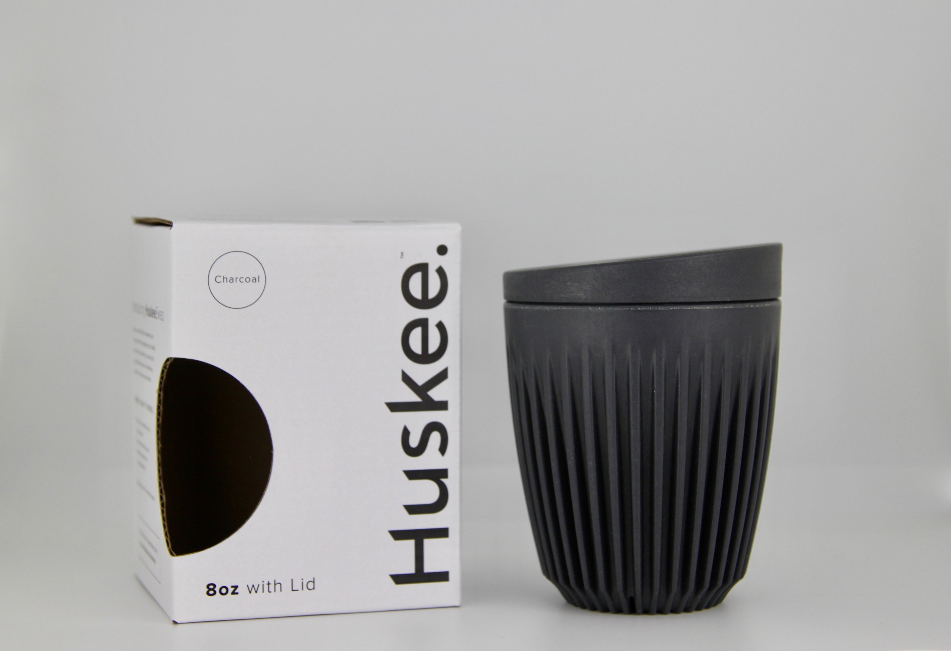 Huskee Reusable Cup and Lid - 8oz Charcoal - Lifestory
