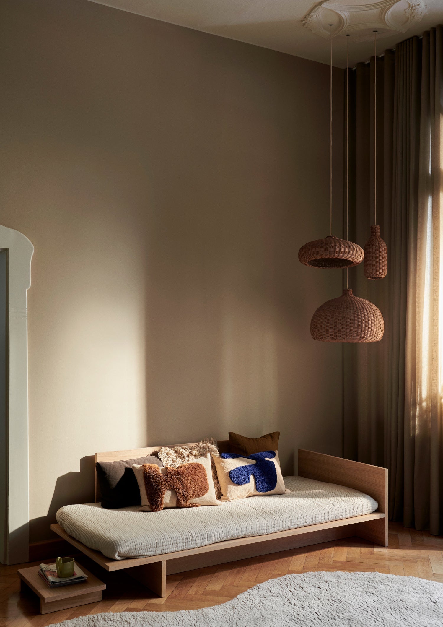 Lay Rectangular Cushion | Sand & Bright Blue | by ferm Living - Lifestory - ferm LIVING