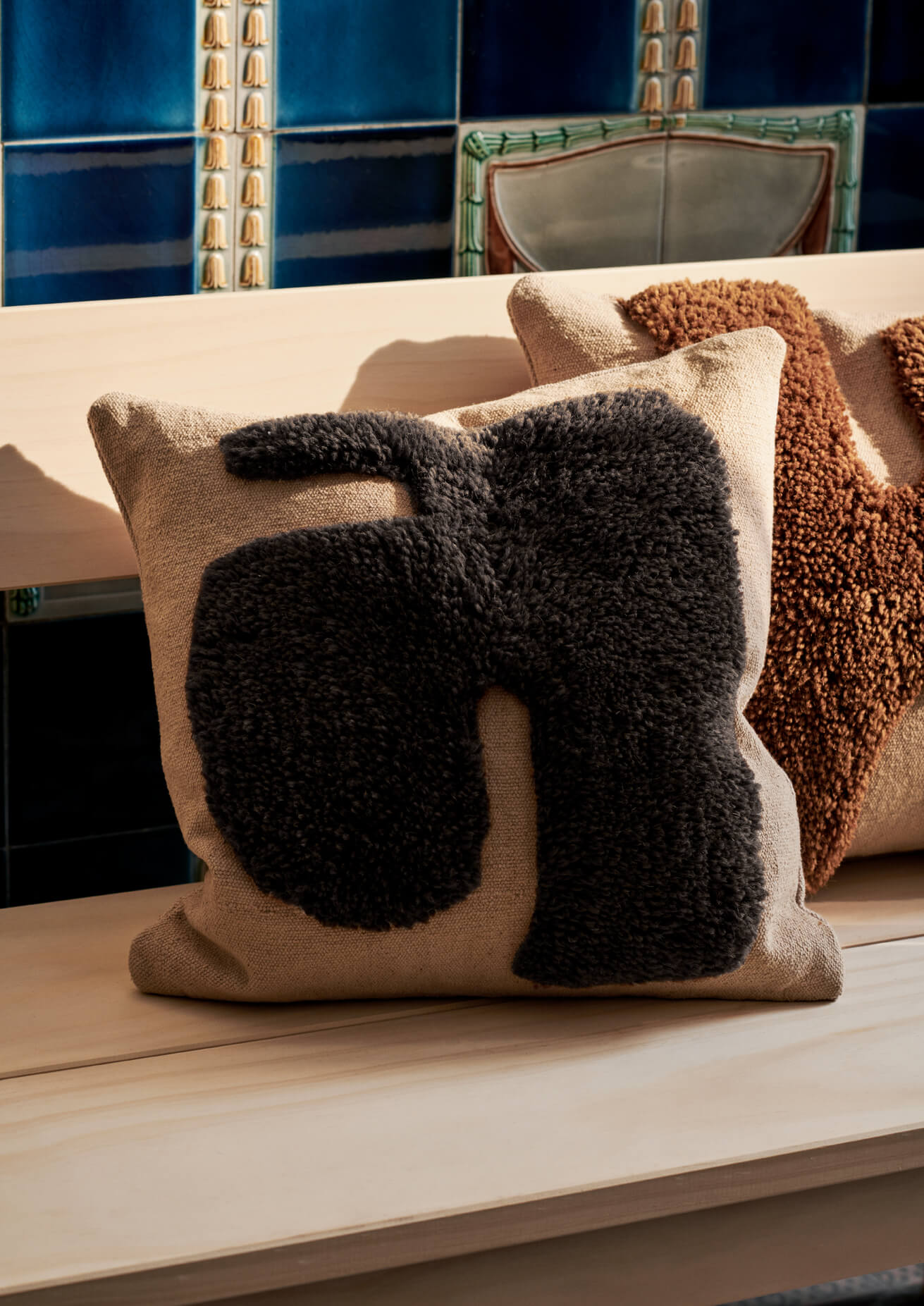 Lay Square Cushion | Sand & Dark Brown | by ferm Living - Lifestory - ferm LIVING