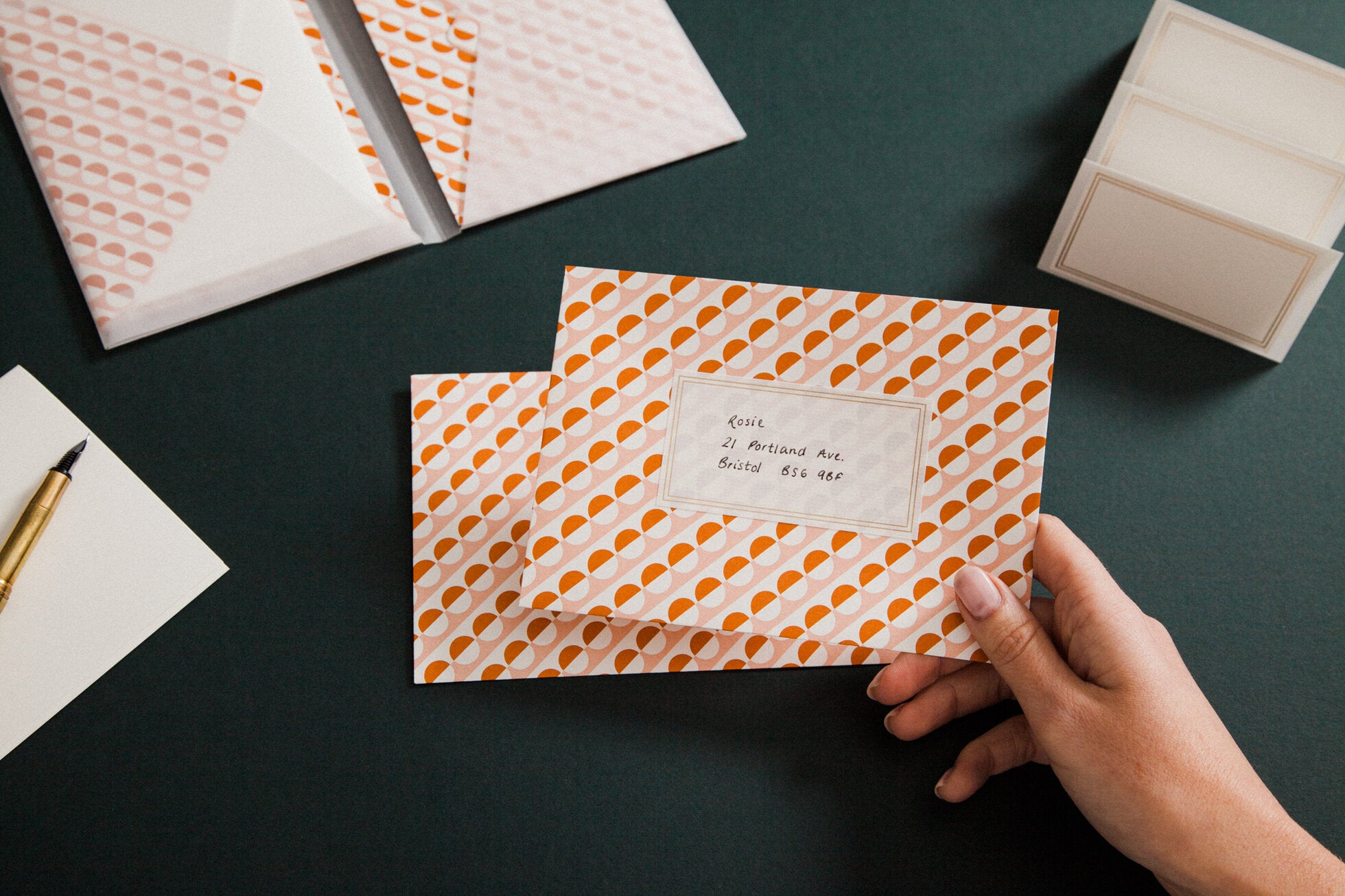 Letter Writing Set | Sophie Print | Pink / Orange | by Ola - Lifestory - ola
