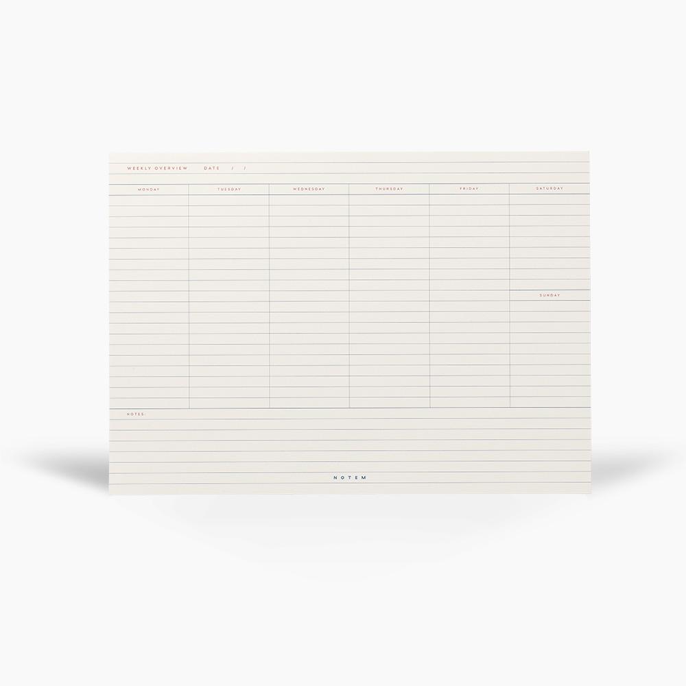 Weekly Planner Notepad MILO - flat - White & Blue by Notem Studio - Lifestory - Notem Studio