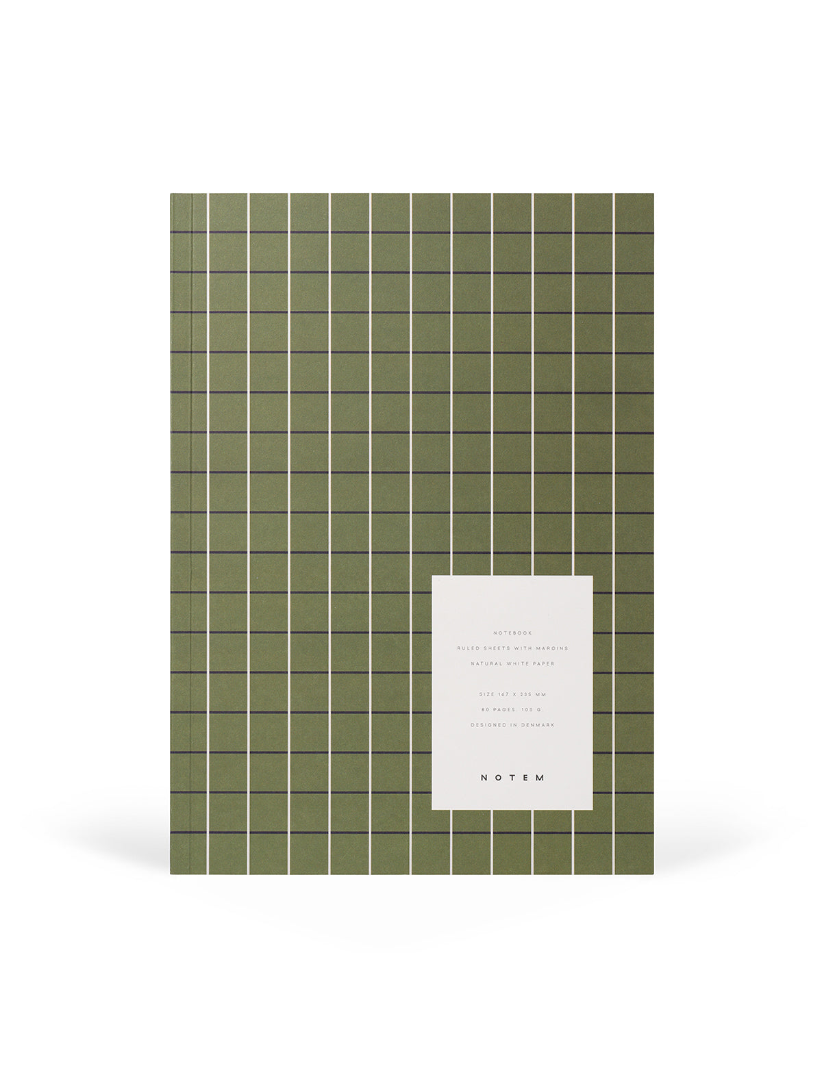 VITA | Medium Notebook | Green Grid Cover | Ruled Pages - Lifestory - Notem Studio